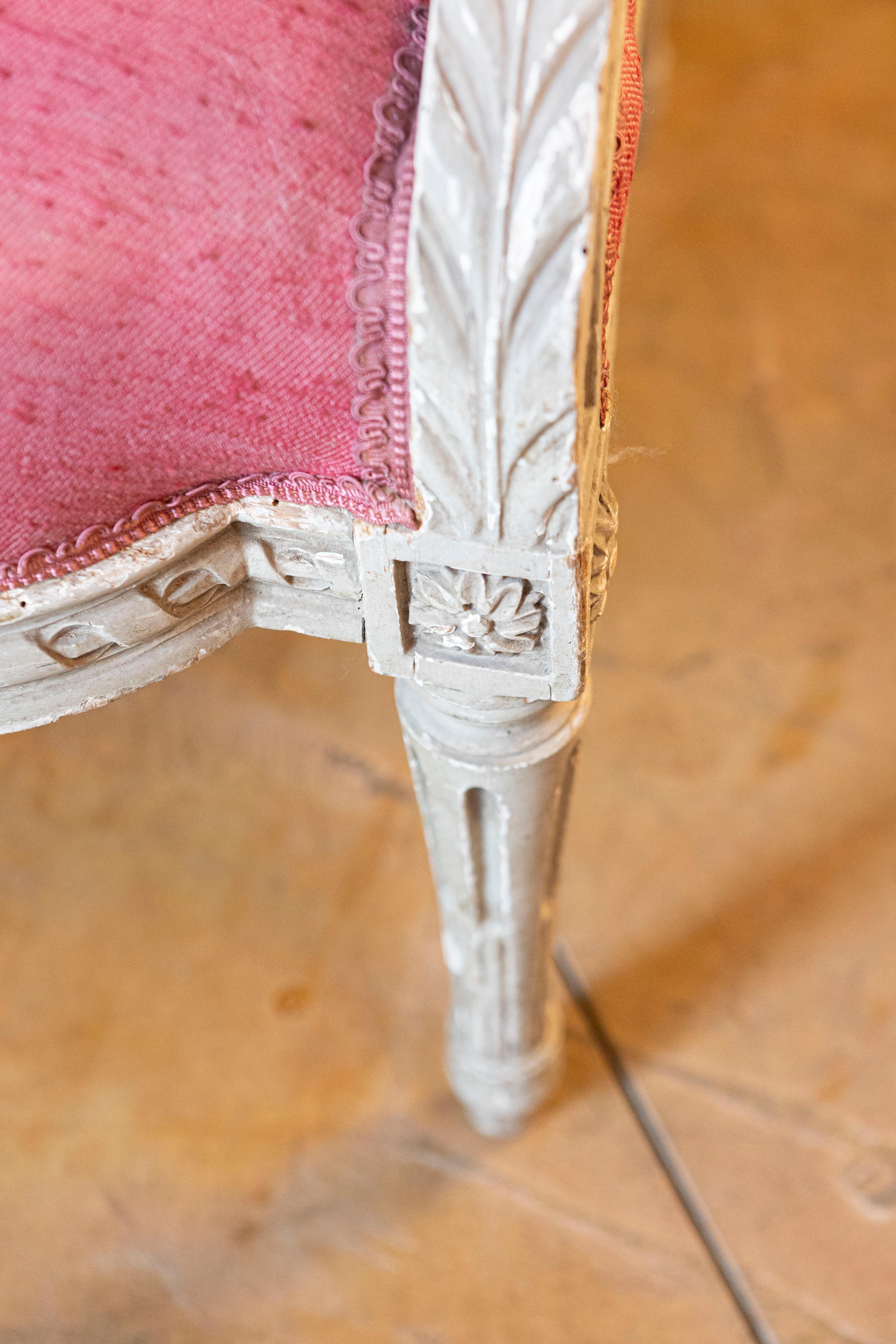 French Louis XVI Style Painted Armchairs with Richly Carved Décor, Sold Each For Sale 2