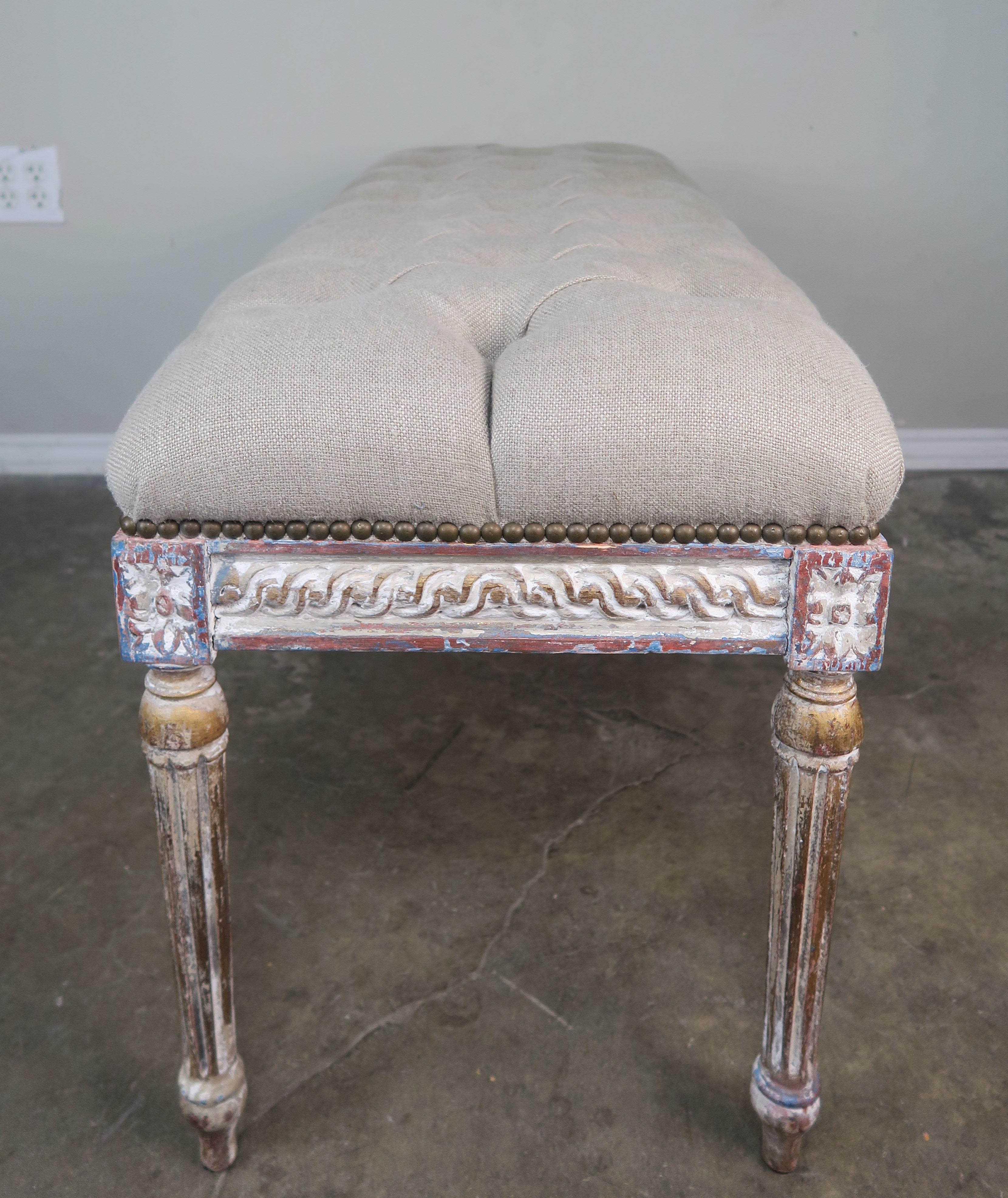 French Louis XVI Style Painted Bench, circa 1930 4