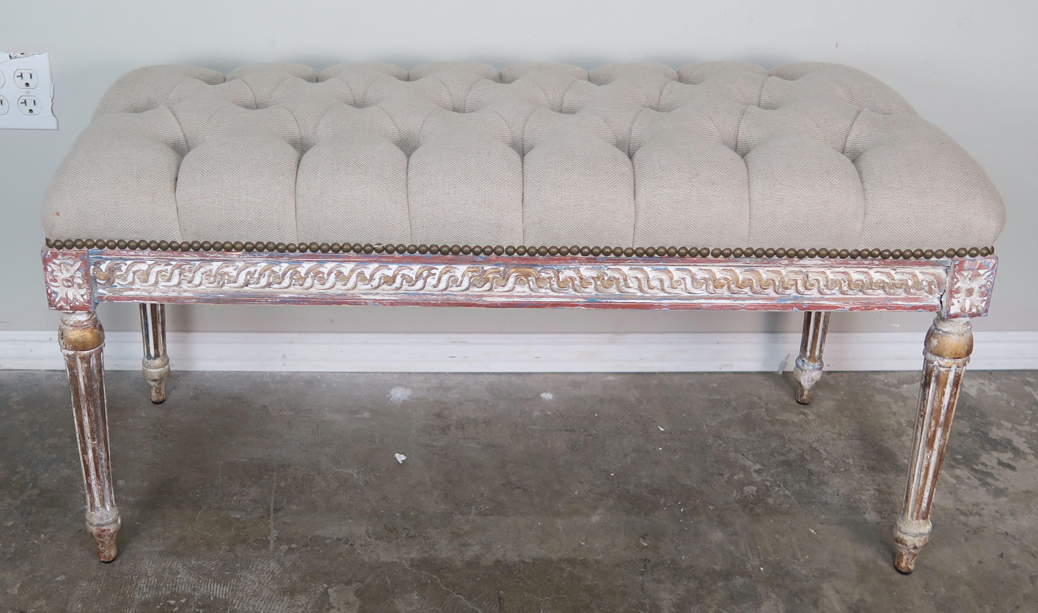 French Louis XVI Style Painted Bench, circa 1930 6