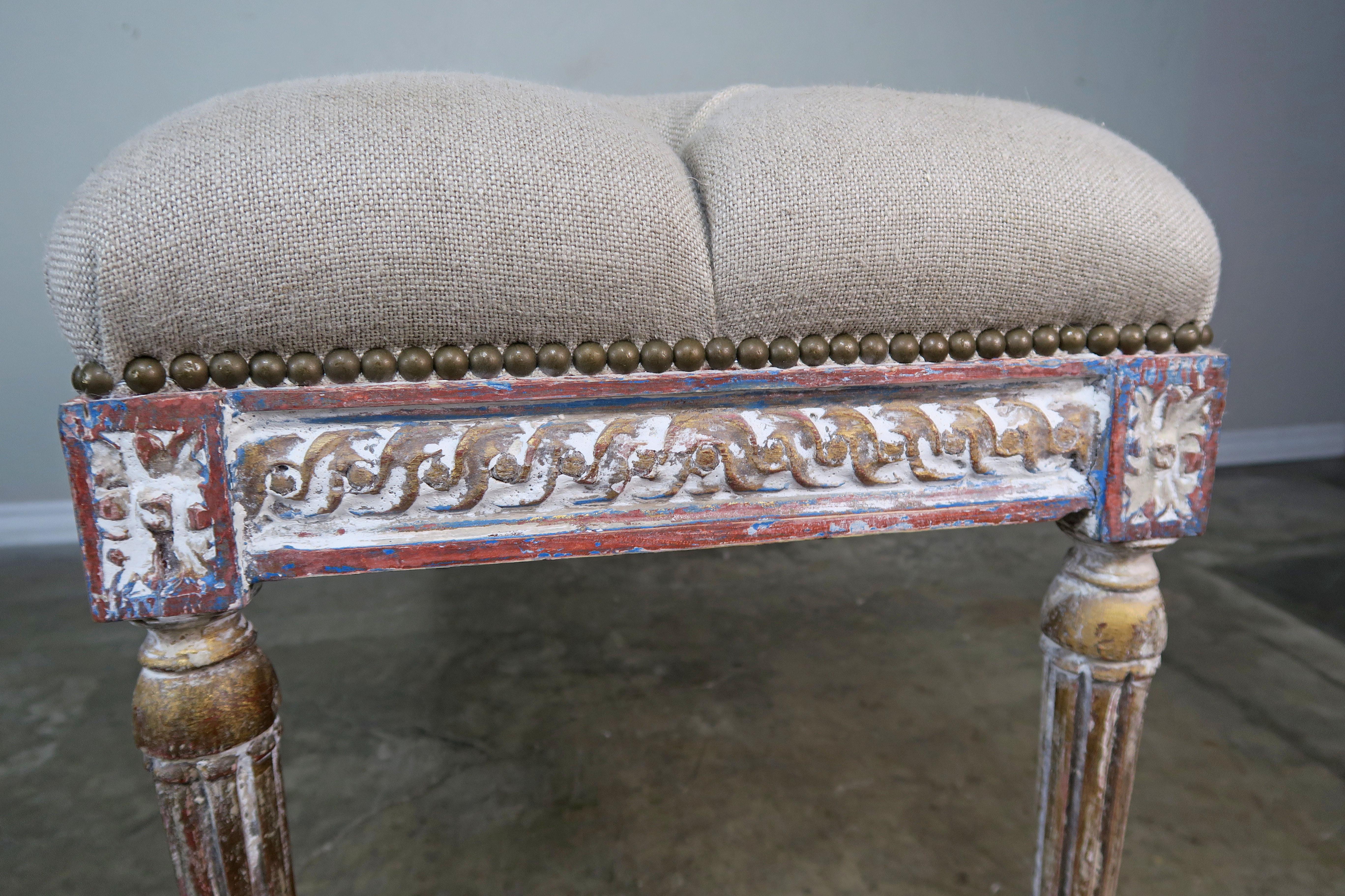 French Louis XVI Style Painted Bench, circa 1930 2