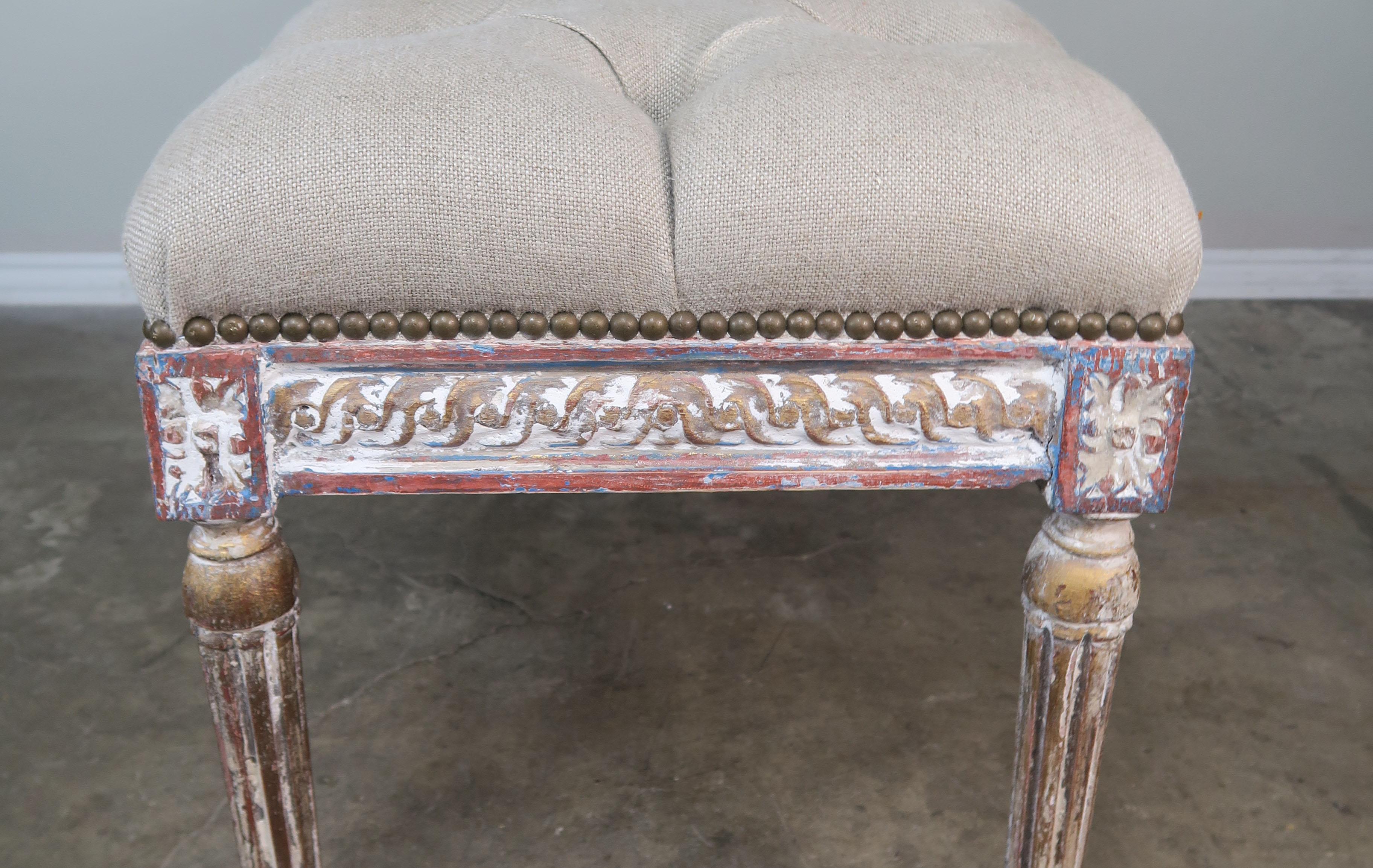 French Louis XVI Style Painted Bench, circa 1930 3