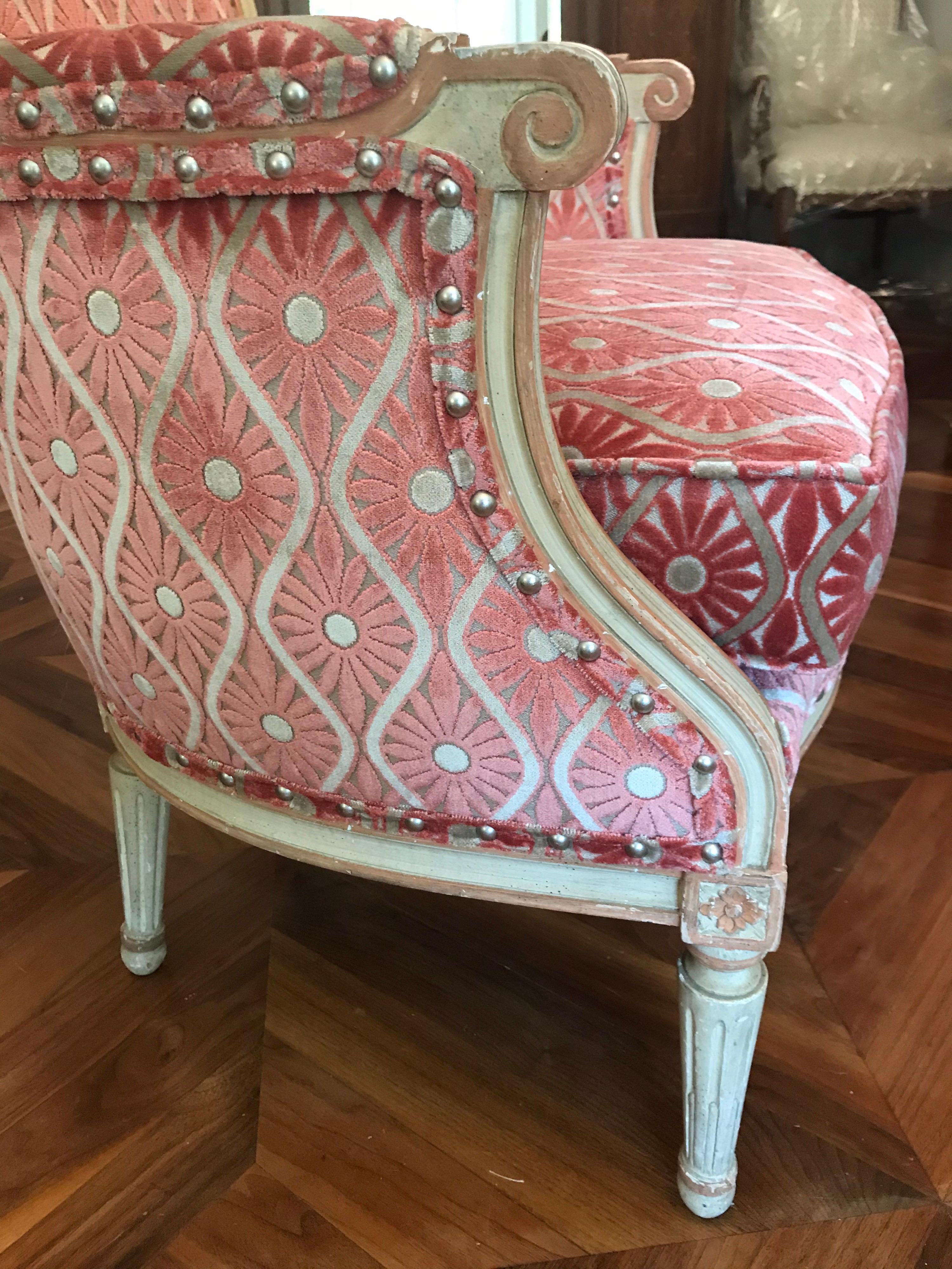 20th Century French Louis XVI Style Painted Bergère Chairs For Sale