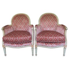 French Louis XVI Style Painted Bergère Chairs