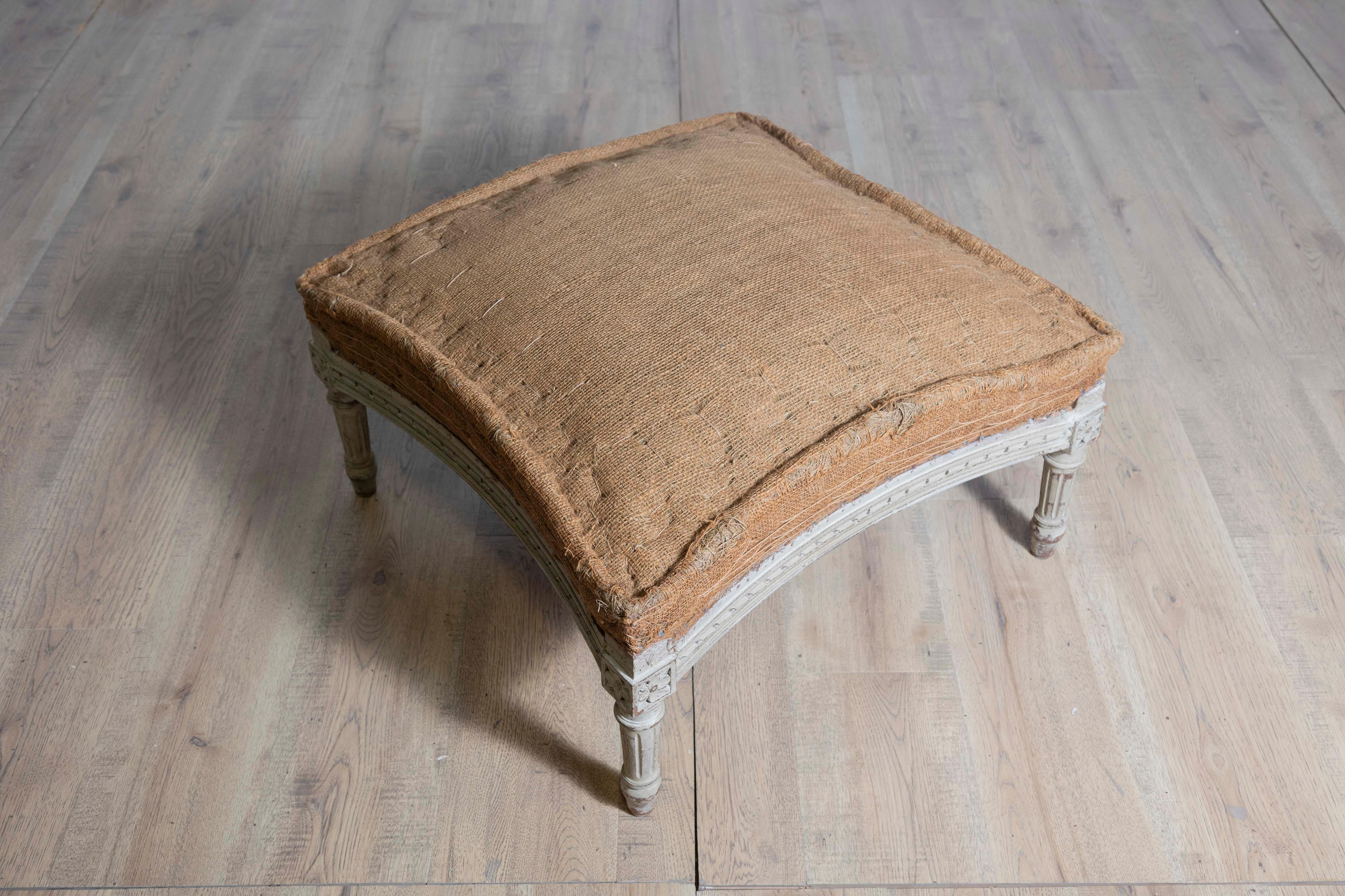 French Louis XVI Style Painted Bergère with Matching Ottoman, circa 1870 2