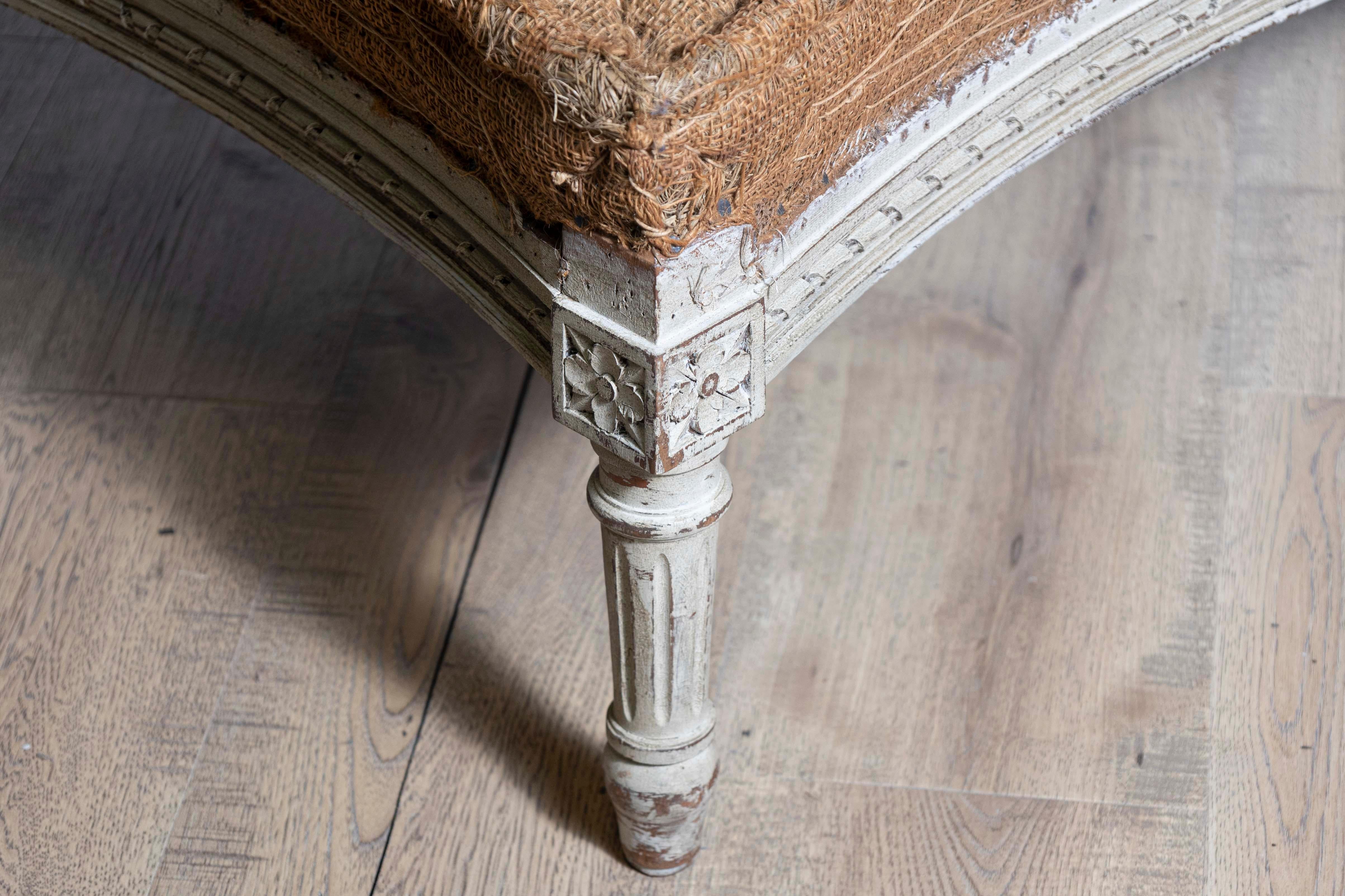 French Louis XVI Style Painted Bergère with Matching Ottoman, circa 1870 3