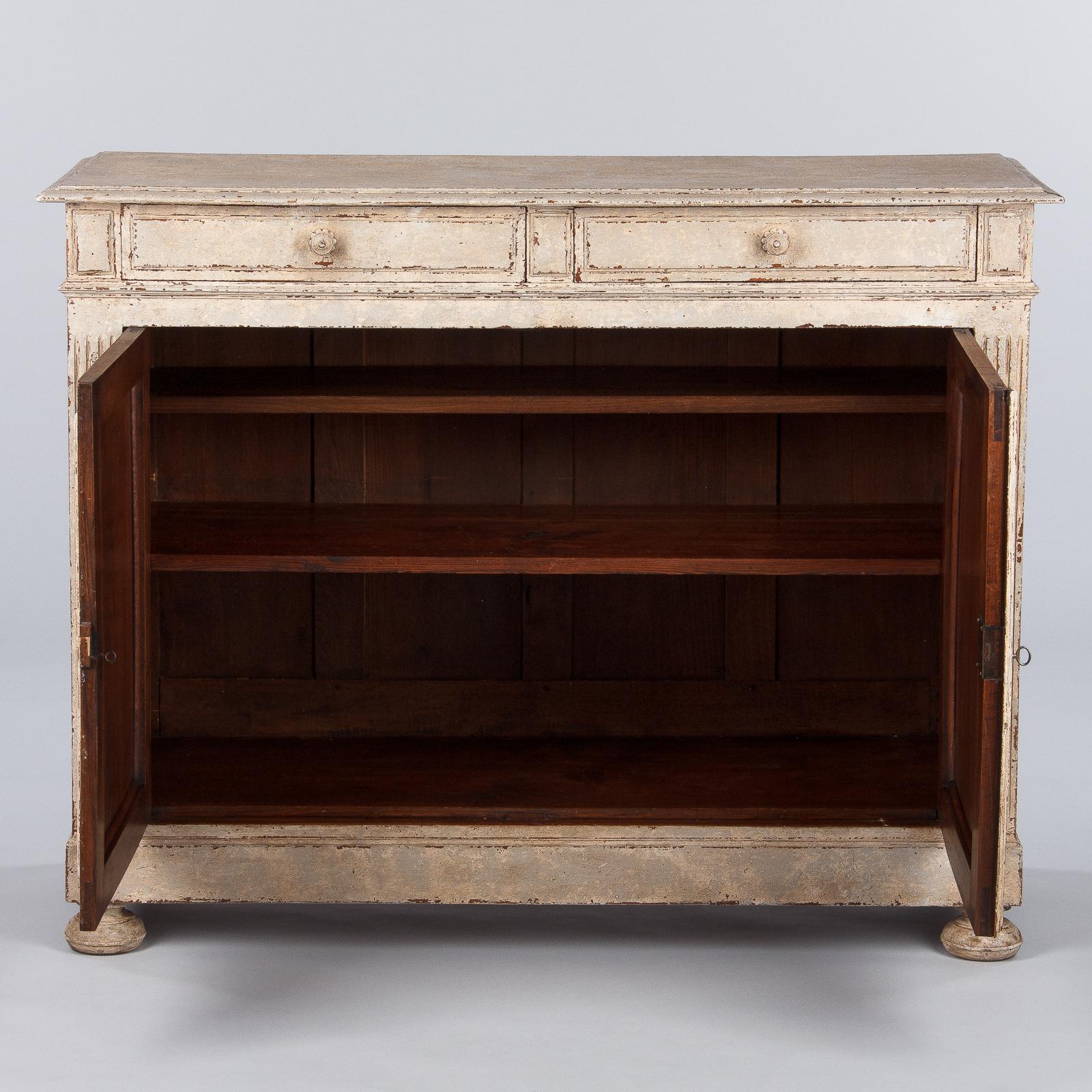 French Louis XVI Style Painted Walnut Buffet, Early 1900s 4