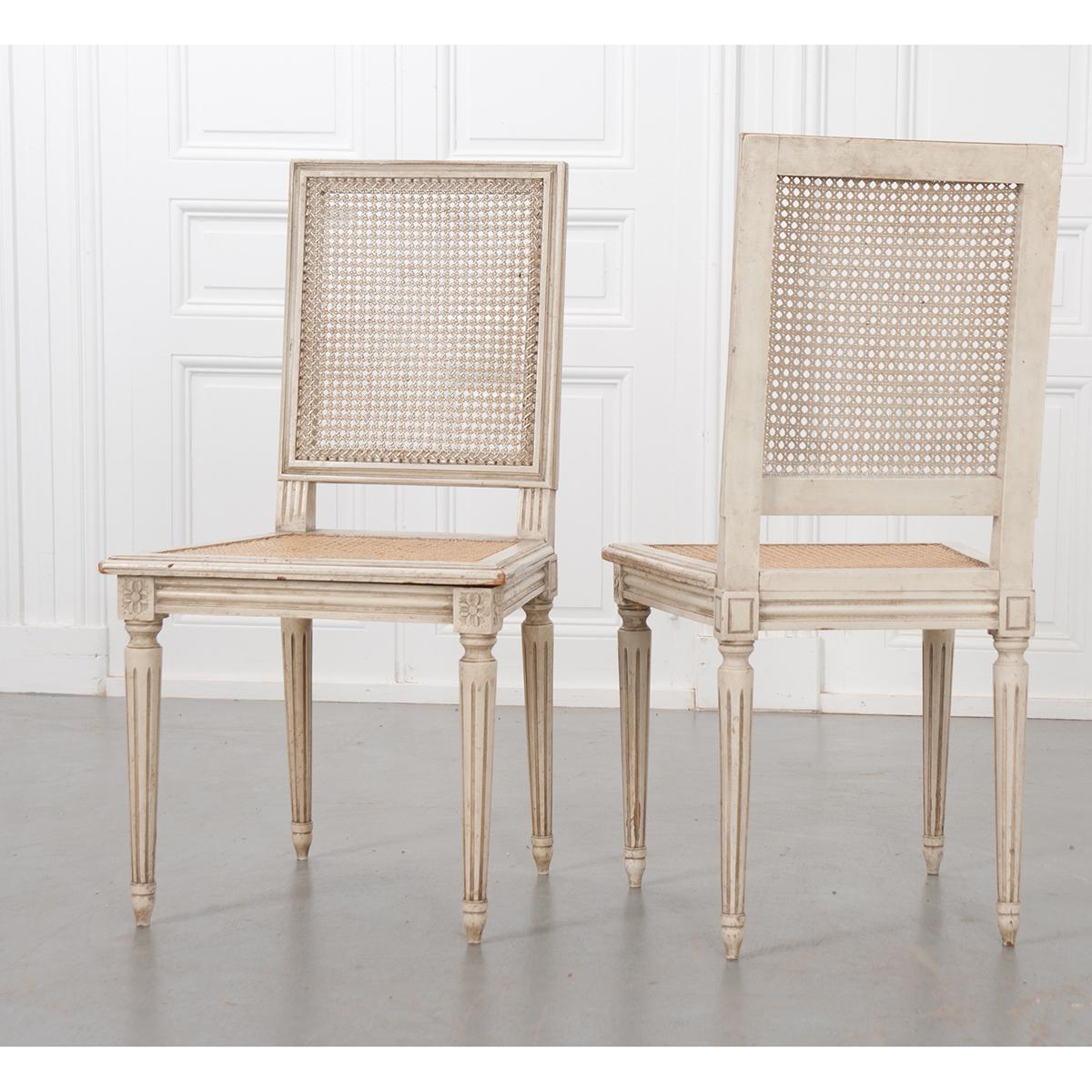 French Louis XVI-Style Painted Cane Chairs 7