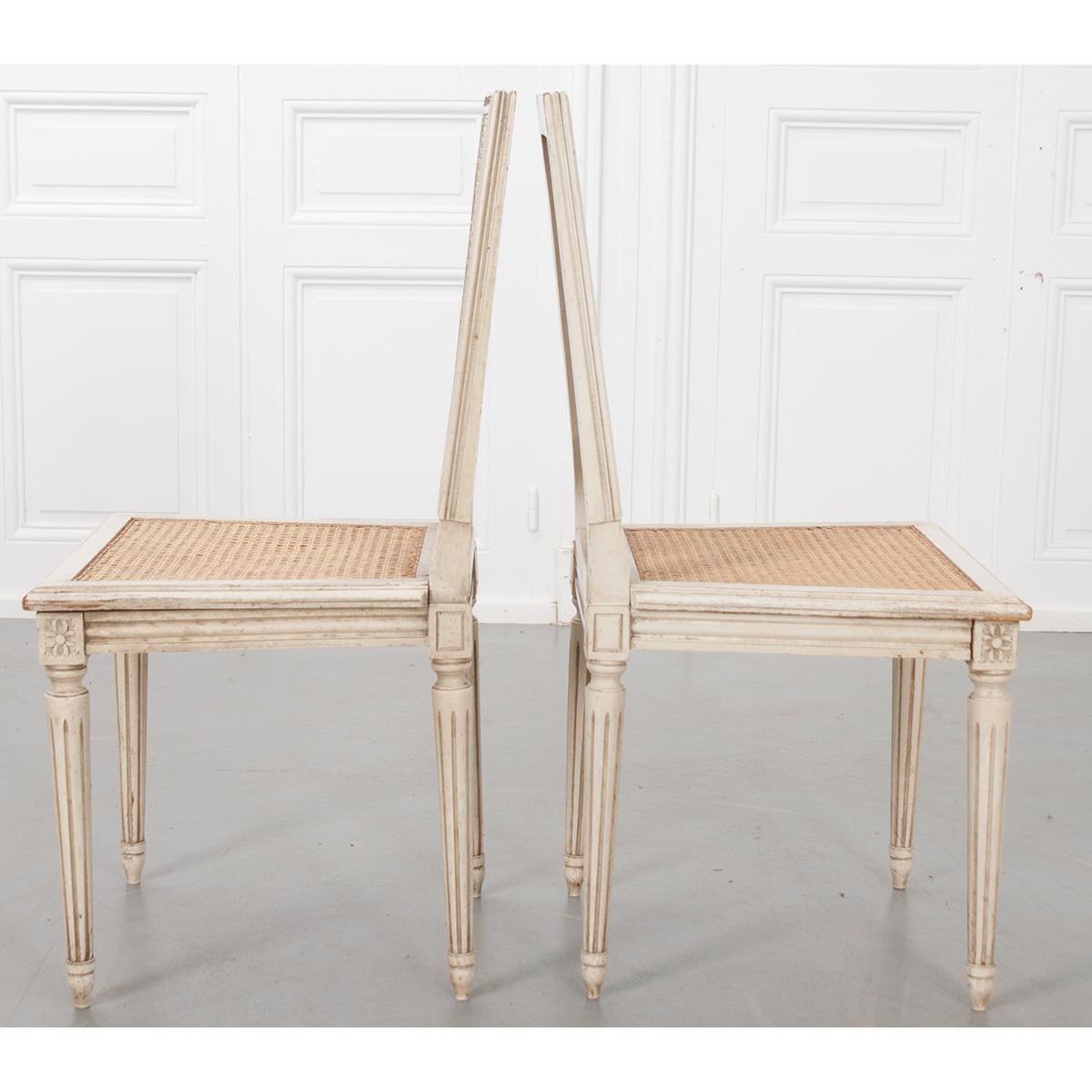 French Louis XVI-Style Painted Cane Chairs 8