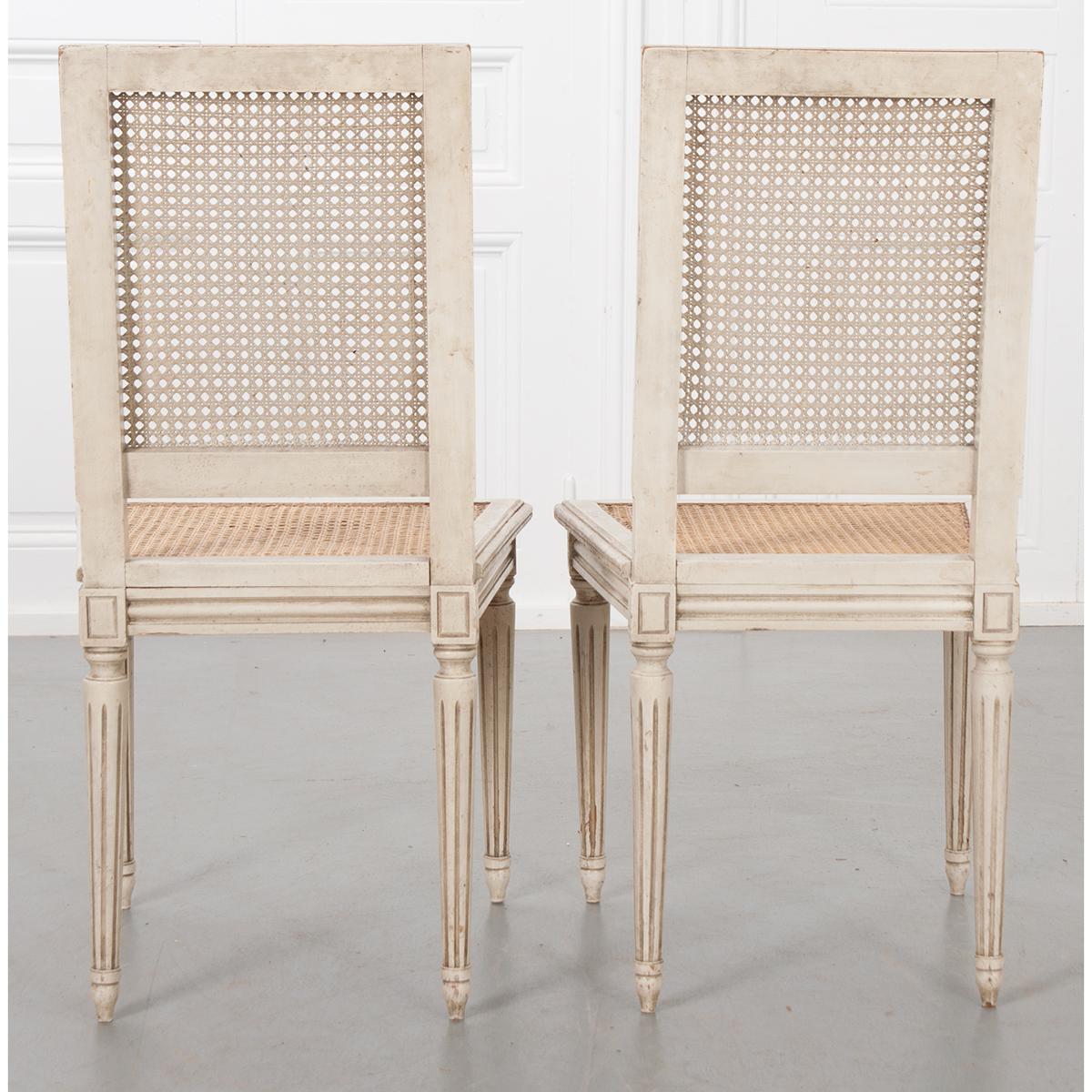 French Louis XVI-Style Painted Cane Chairs 9