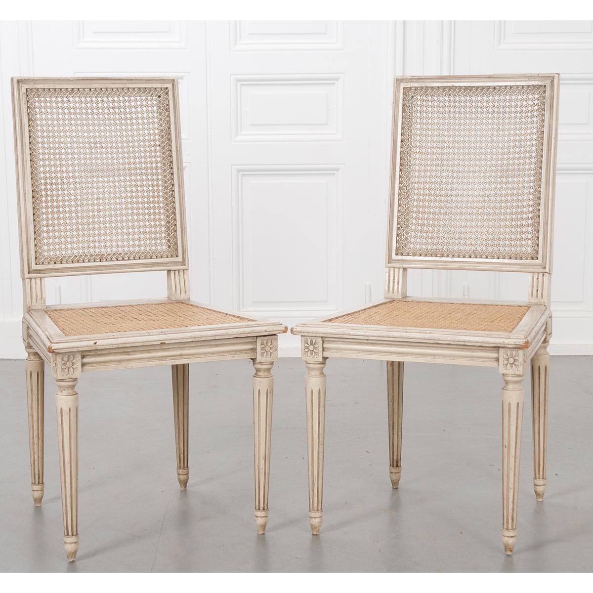 French Louis XVI-Style Painted Cane Chairs 11