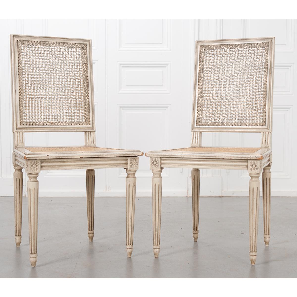 French Louis XVI-Style Painted Cane Chairs 12