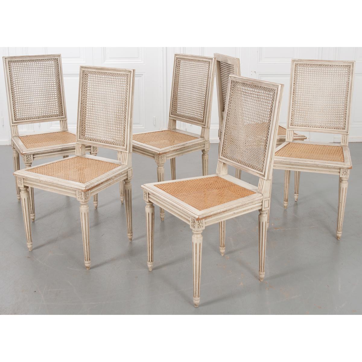 French Louis XVI-Style Painted Cane Chairs 4