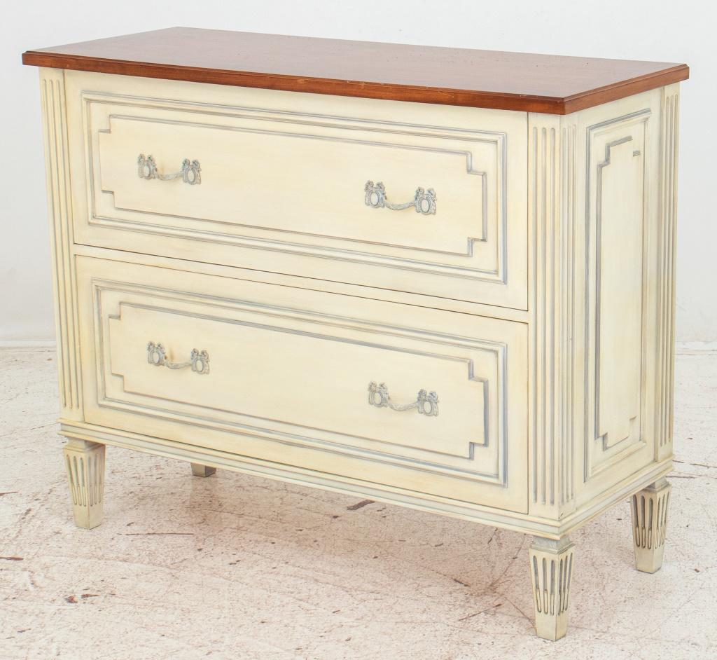 Walnut French Louis XVI Style Painted Chest of Drawers
