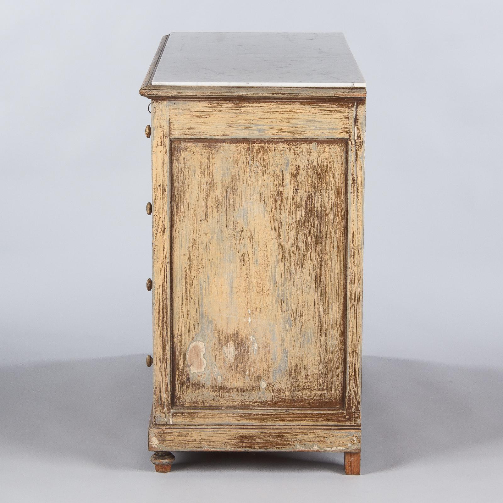 French Louis XVI Style Painted Chest of Drawers with Marble Top, 1900s 1