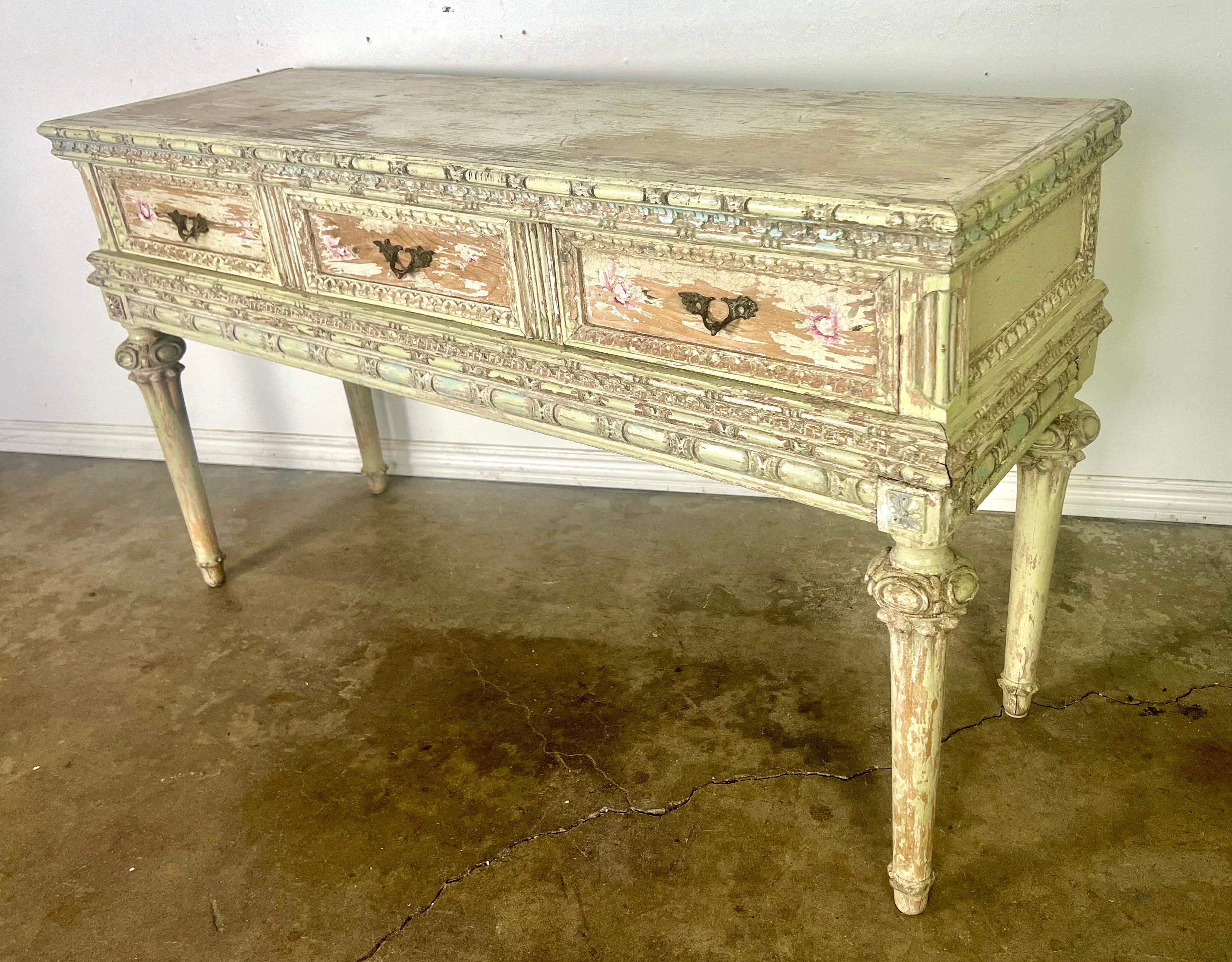 French Louis XVI Style Painted Console For Sale 12