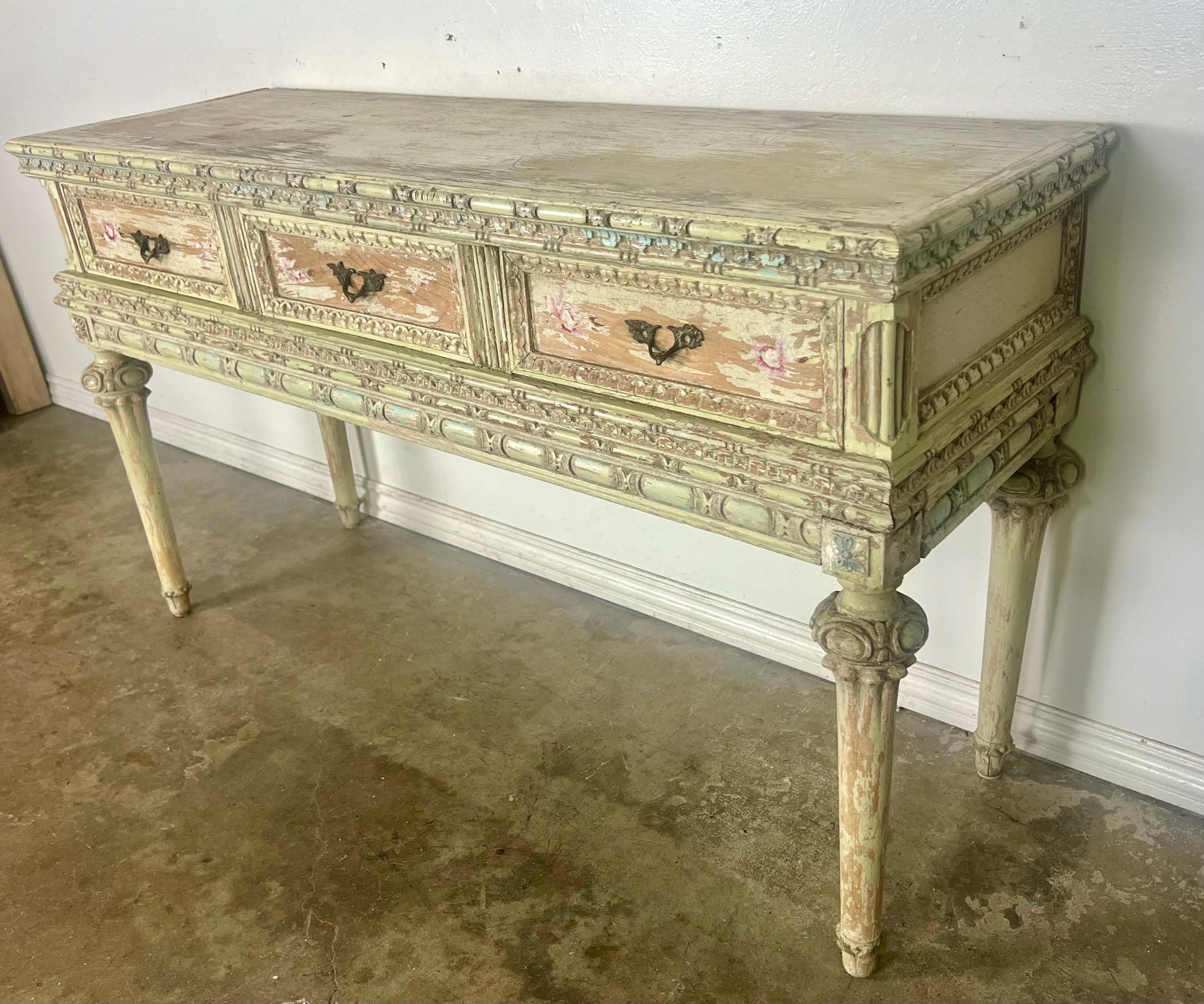 French Louis XVI Style Painted Console For Sale 4