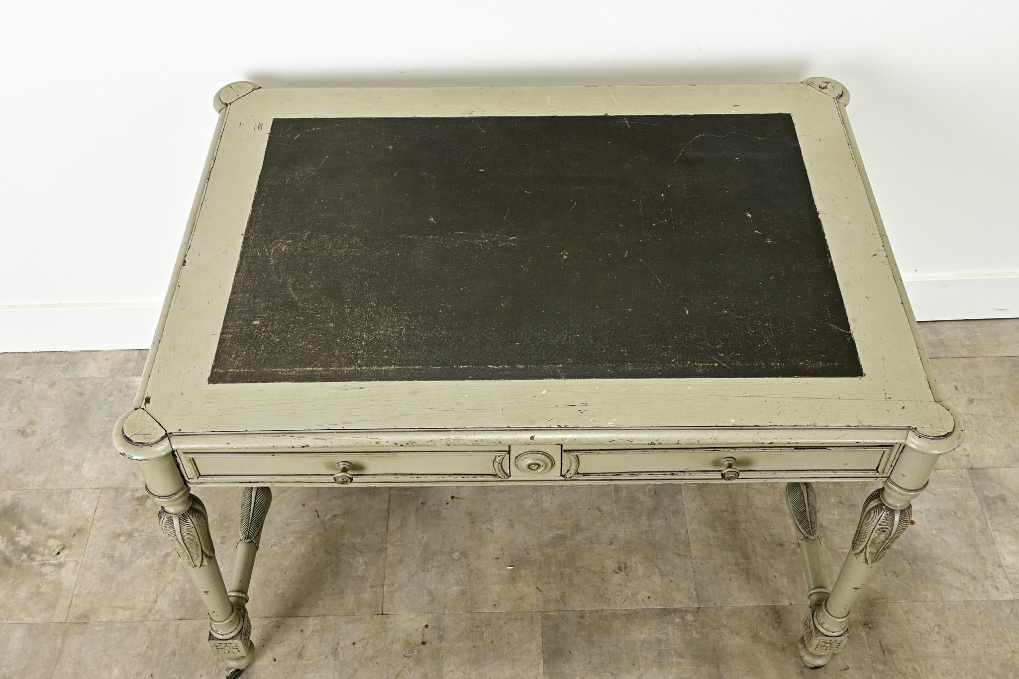 Hand-Crafted French Louis XVI Style Painted Desk For Sale