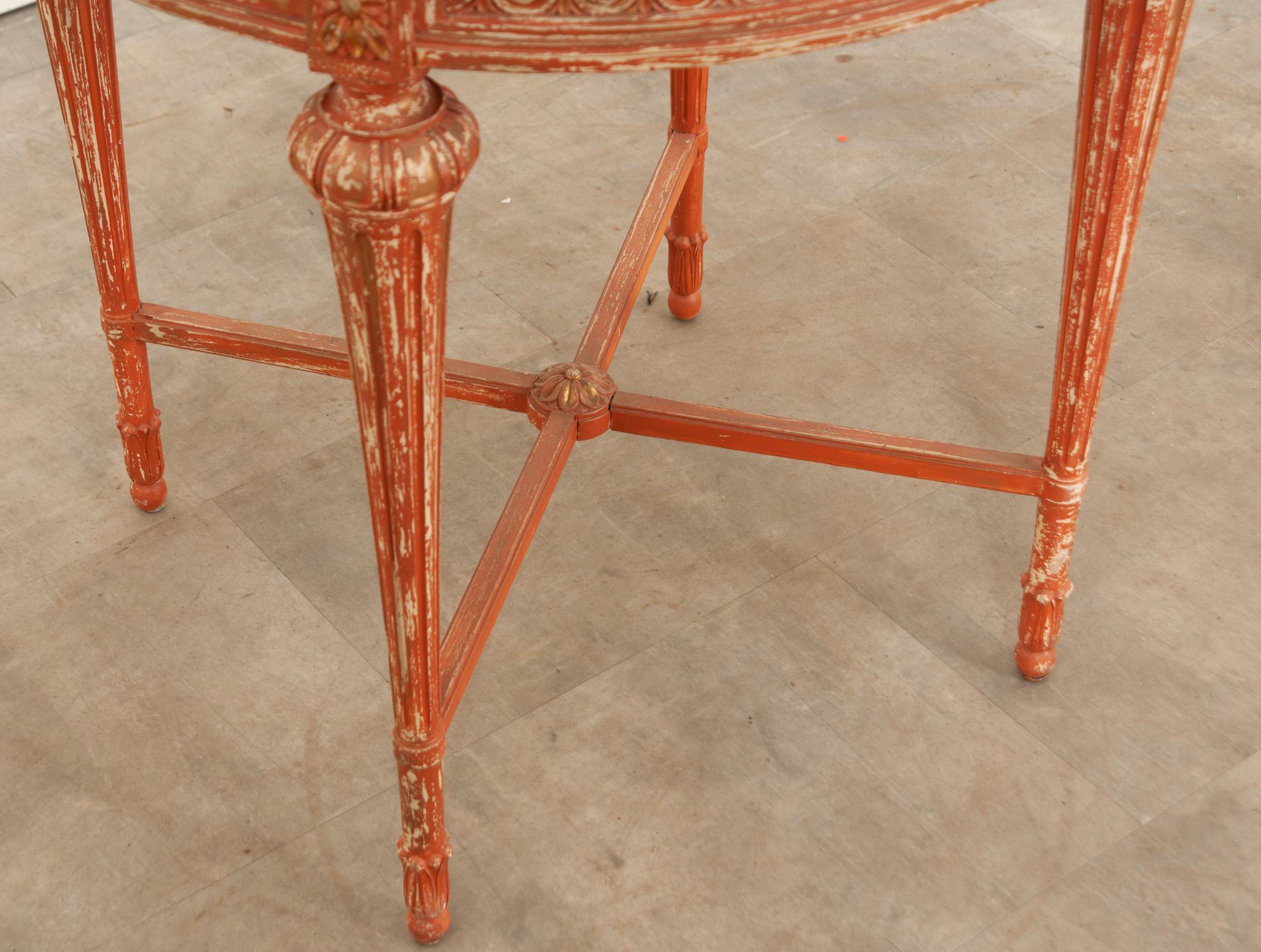 19th Century French Louis XVI Style Painted & Marble Gueridon