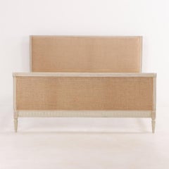 French Louis XVI style painted queen bed C 1930.