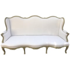 French Louis XVI Style Painted Settee or Sofa with Carving Detail, 19th Century