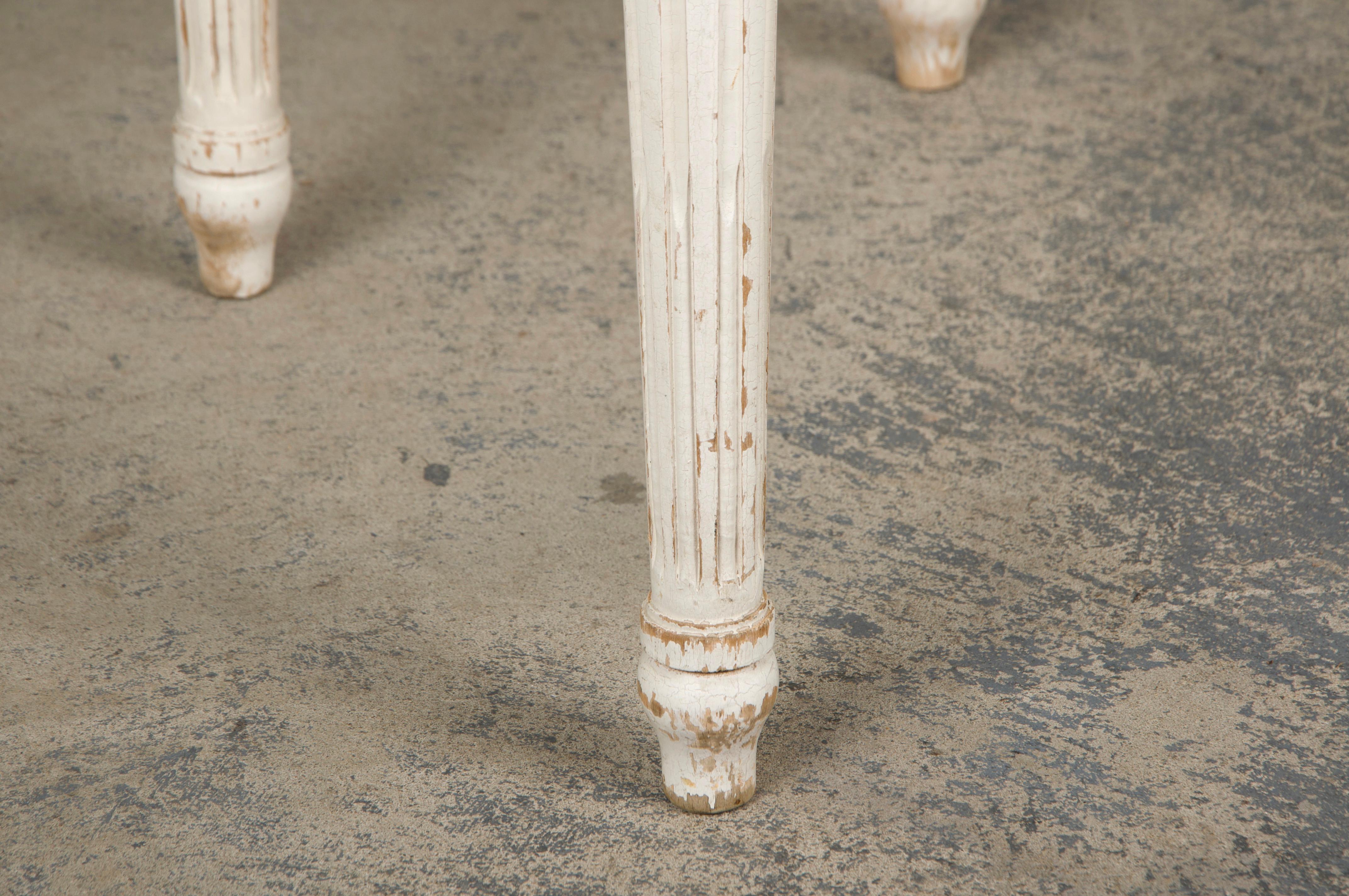 French Louis XVI Style Painted Side Chairs in Lemon Velvet - A Pair For Sale 6