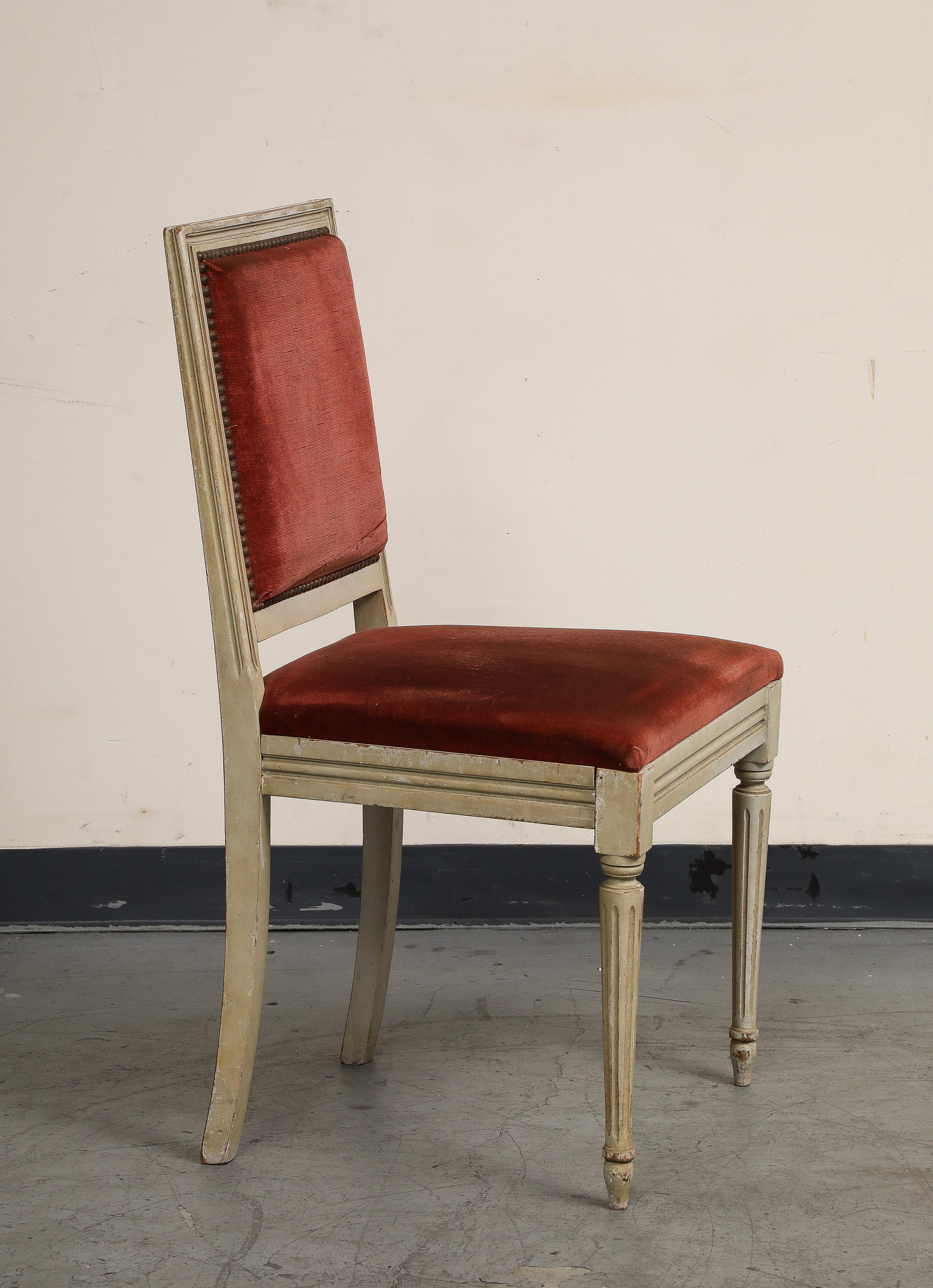 French Louis XVI Style Painted Side Chairs, Set of 6 For Sale 4