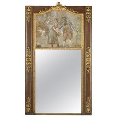 French Louis XVI Style Painted Trumeau Mirror
