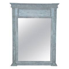 Vintage French Louis XVI Style Painted Trumeau Mirror