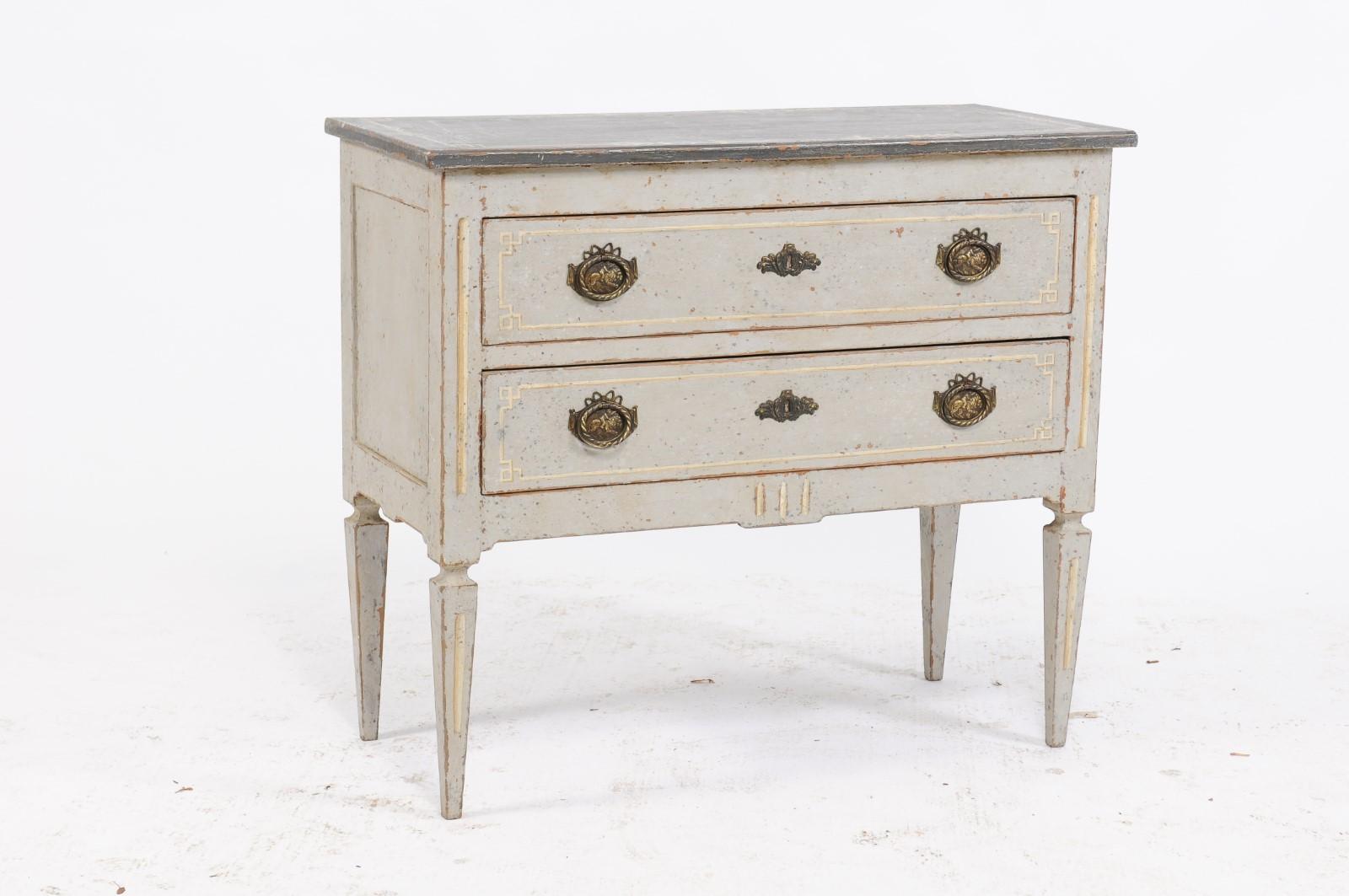 French Louis XVI Style Painted Two-Drawer Commode from the Late 19th Century 6