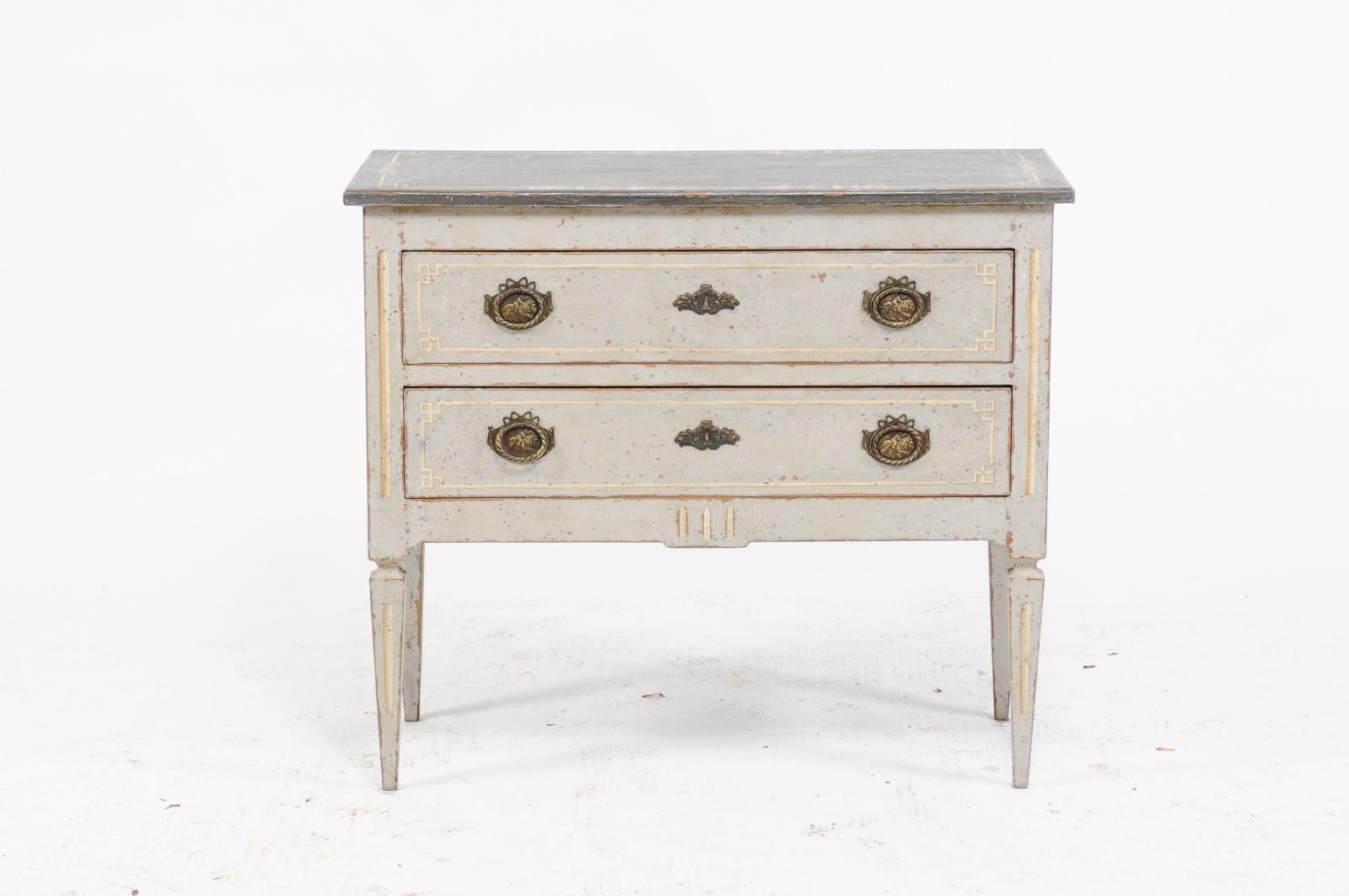 French Louis XVI Style Painted Two-Drawer Commode from the Late 19th Century 7