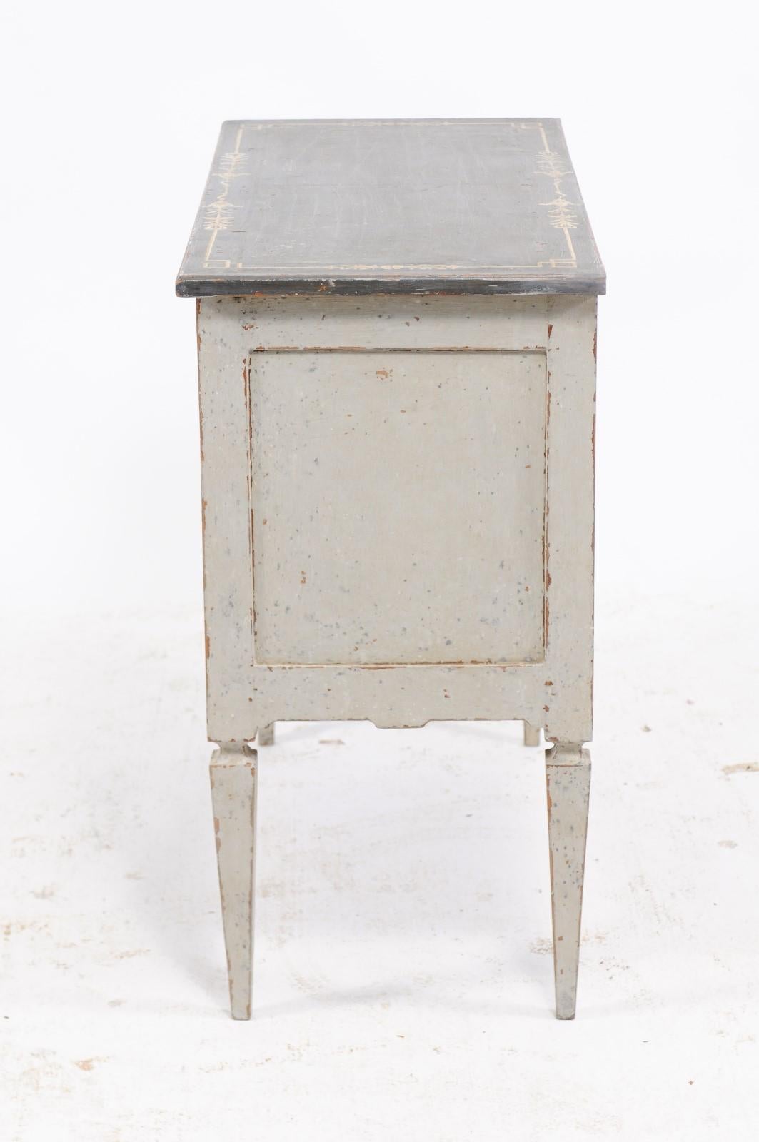 Wood French Louis XVI Style Painted Two-Drawer Commode from the Late 19th Century