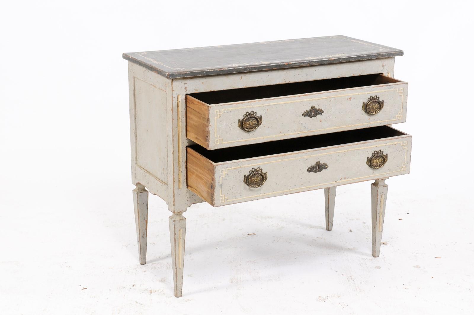French Louis XVI Style Painted Two-Drawer Commode from the Late 19th Century 5