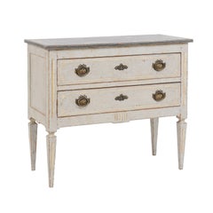 French Louis XVI Style Painted Two-Drawer Commode from the Late 19th Century