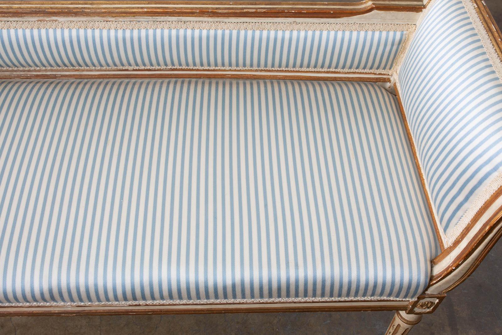French Louis XVI Style Painted Window Bench Banquette 3