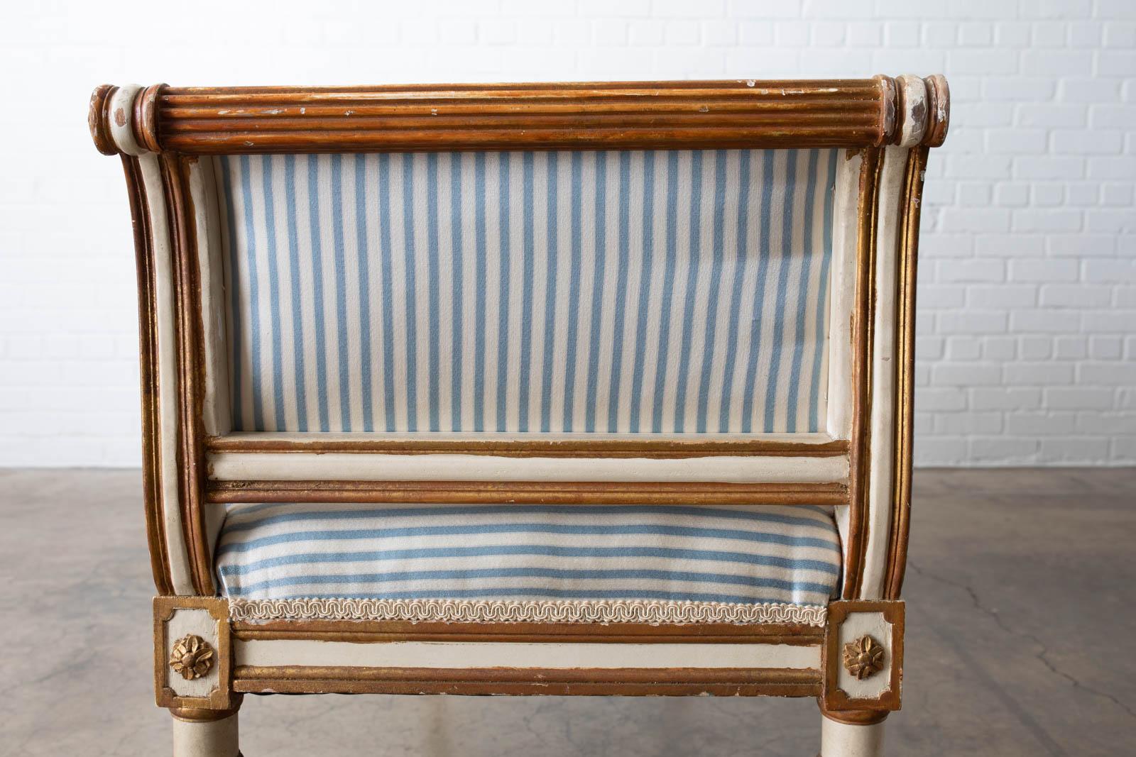 French Louis XVI Style Painted Window Bench Banquette 7