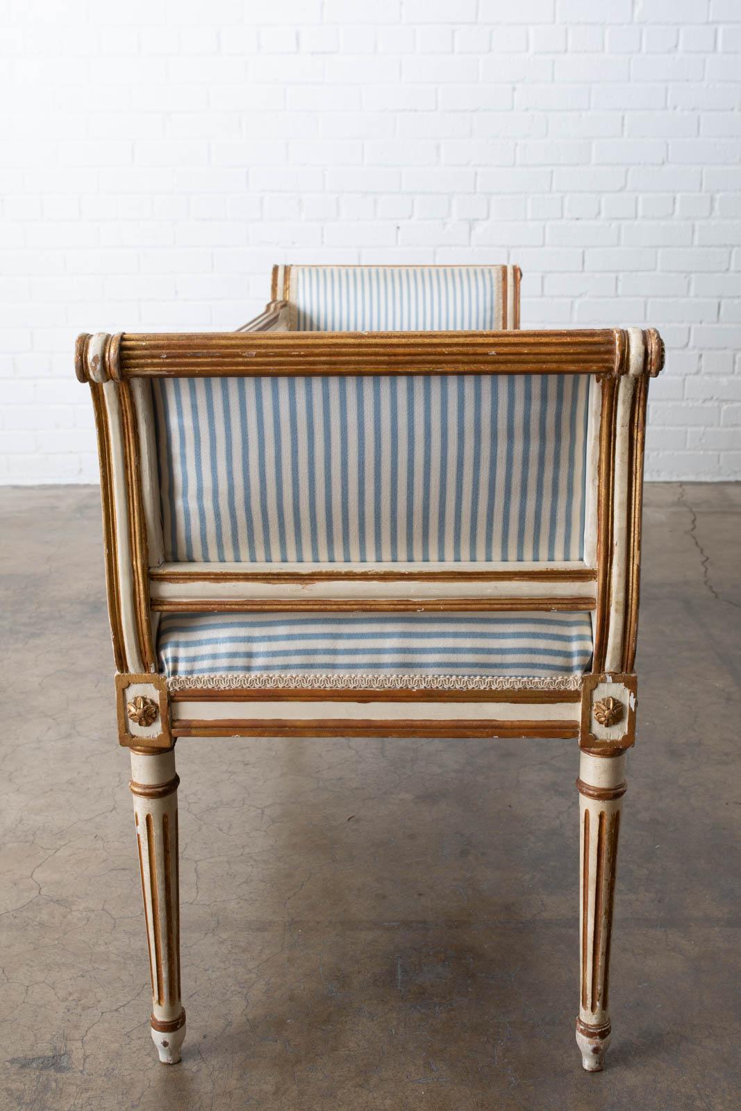 French Louis XVI Style Painted Window Bench Banquette 9