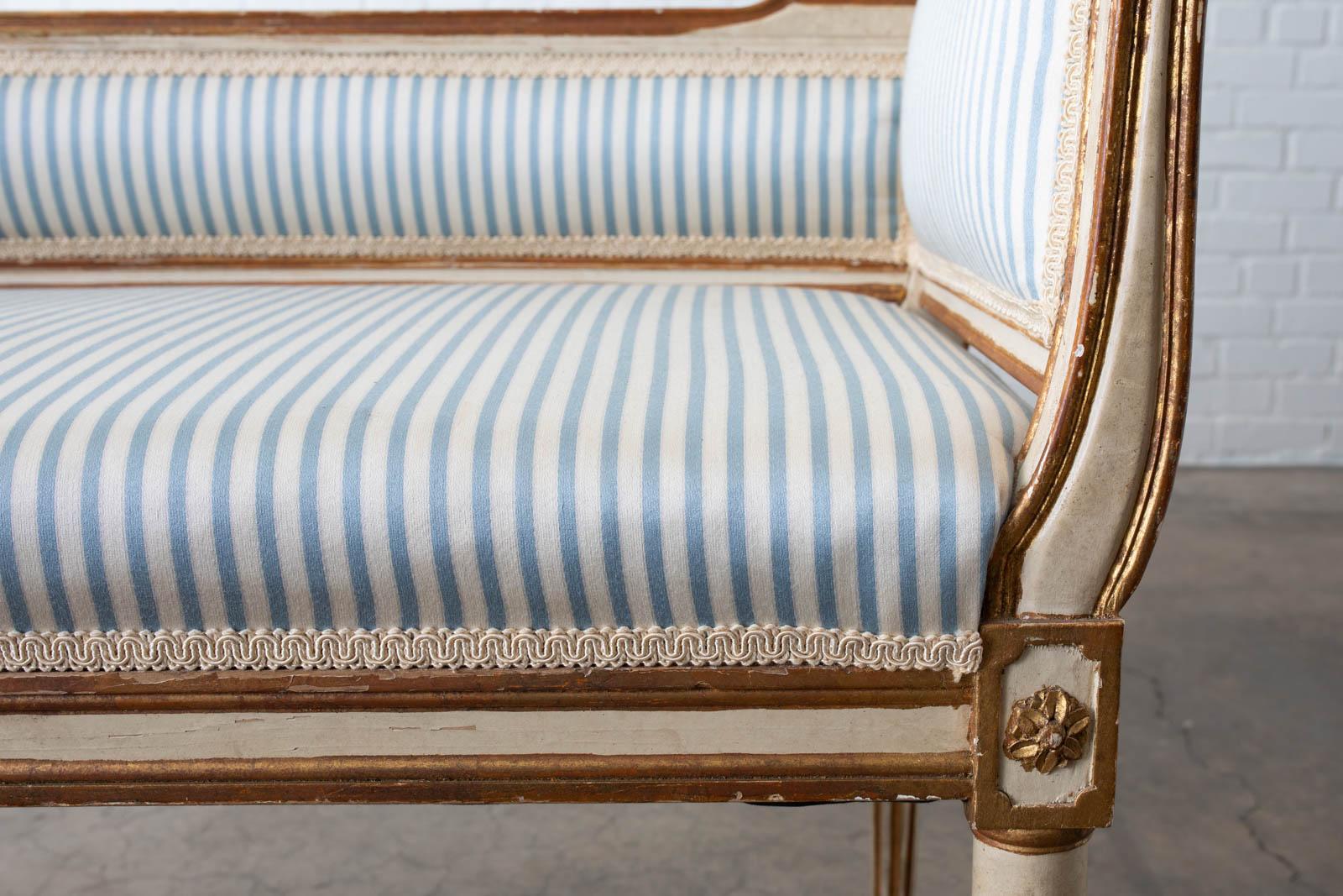 19th Century French Louis XVI Style Painted Window Bench Banquette