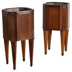 French Louis XVI Style Pair of Walnut Octagonal Planters, 2nd Half 19th Century