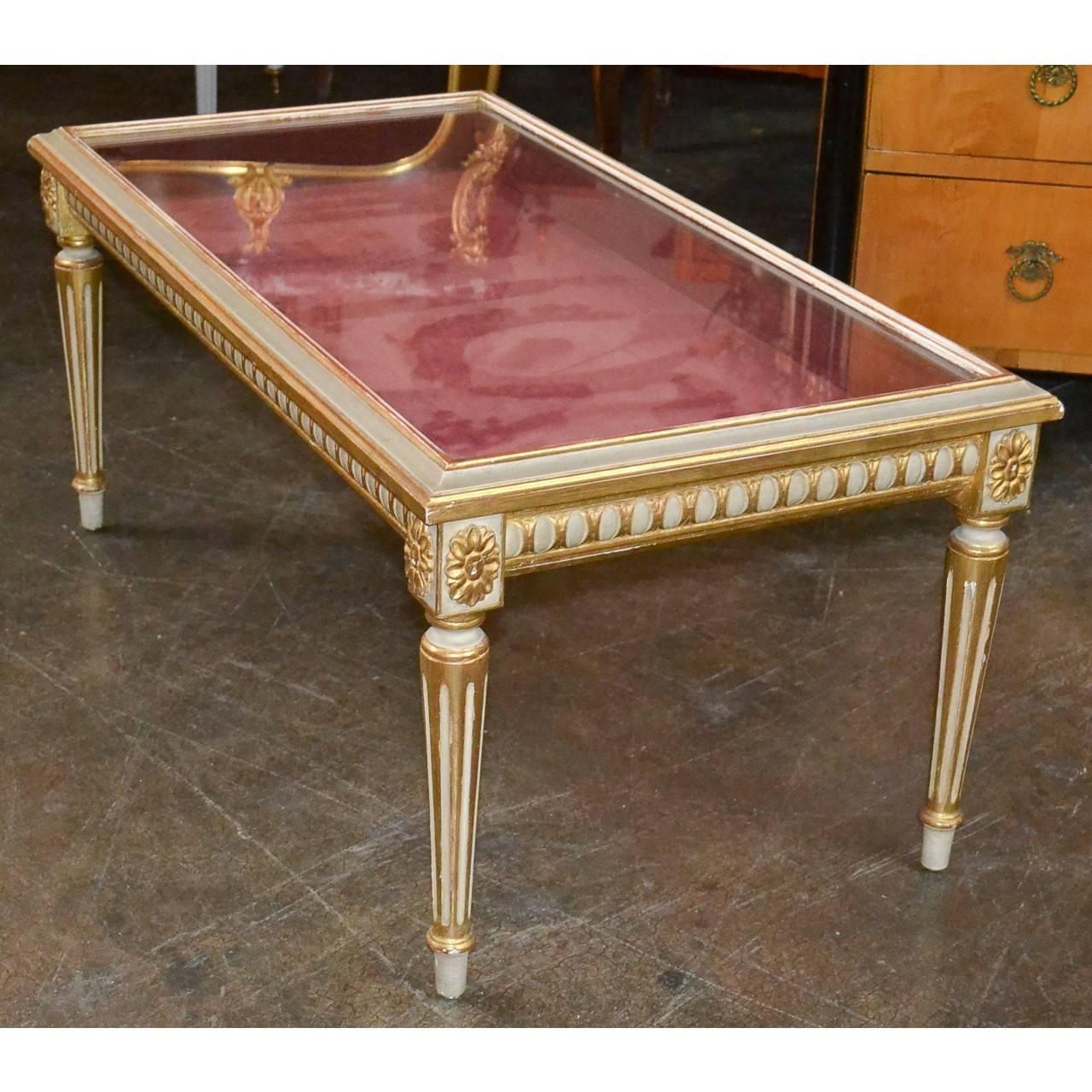 European French Louis XVI Style Parcel-Gilt Display Low Table