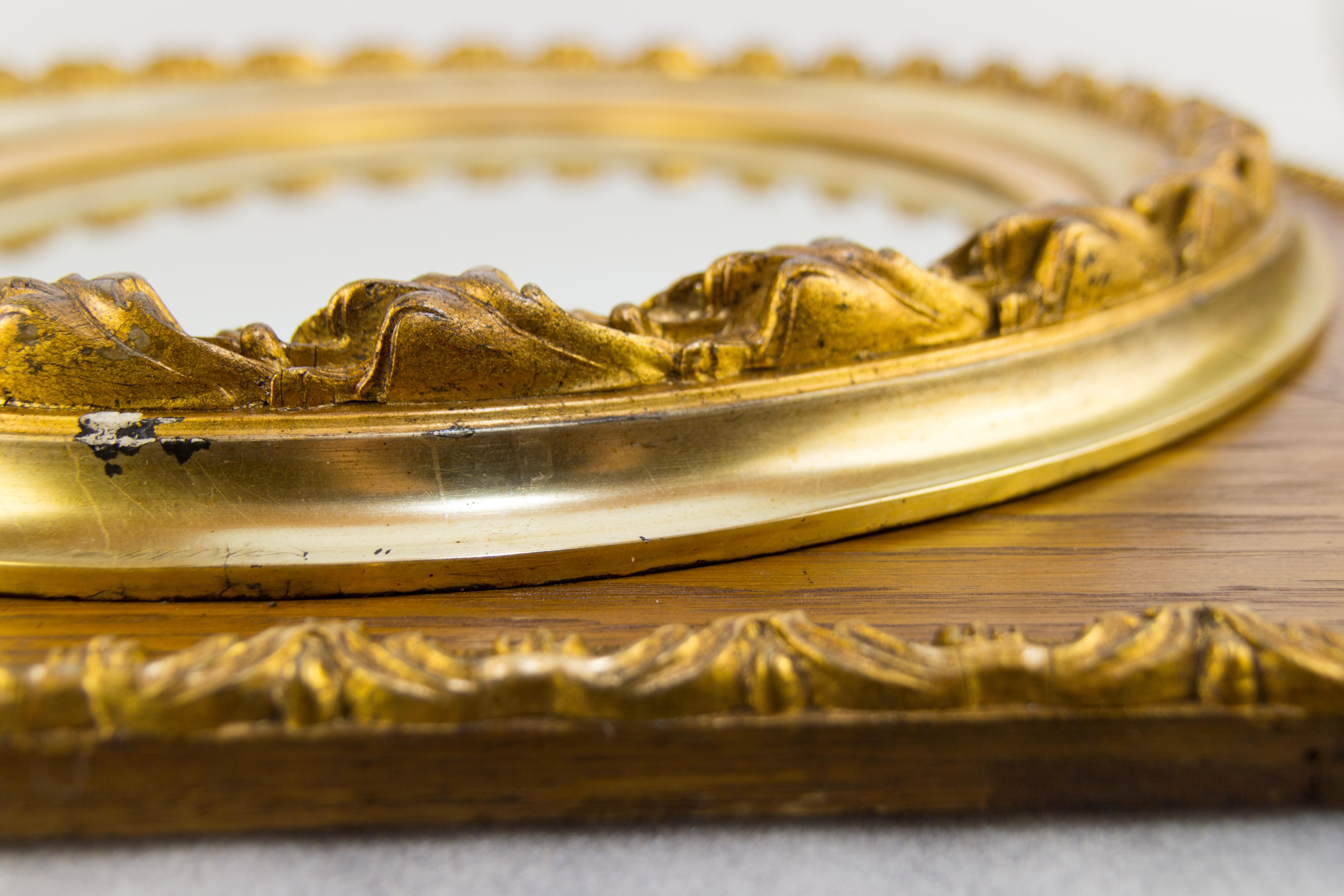 French Louis XVI Style Parcel-Gilt Mirror Frame in Oak 3