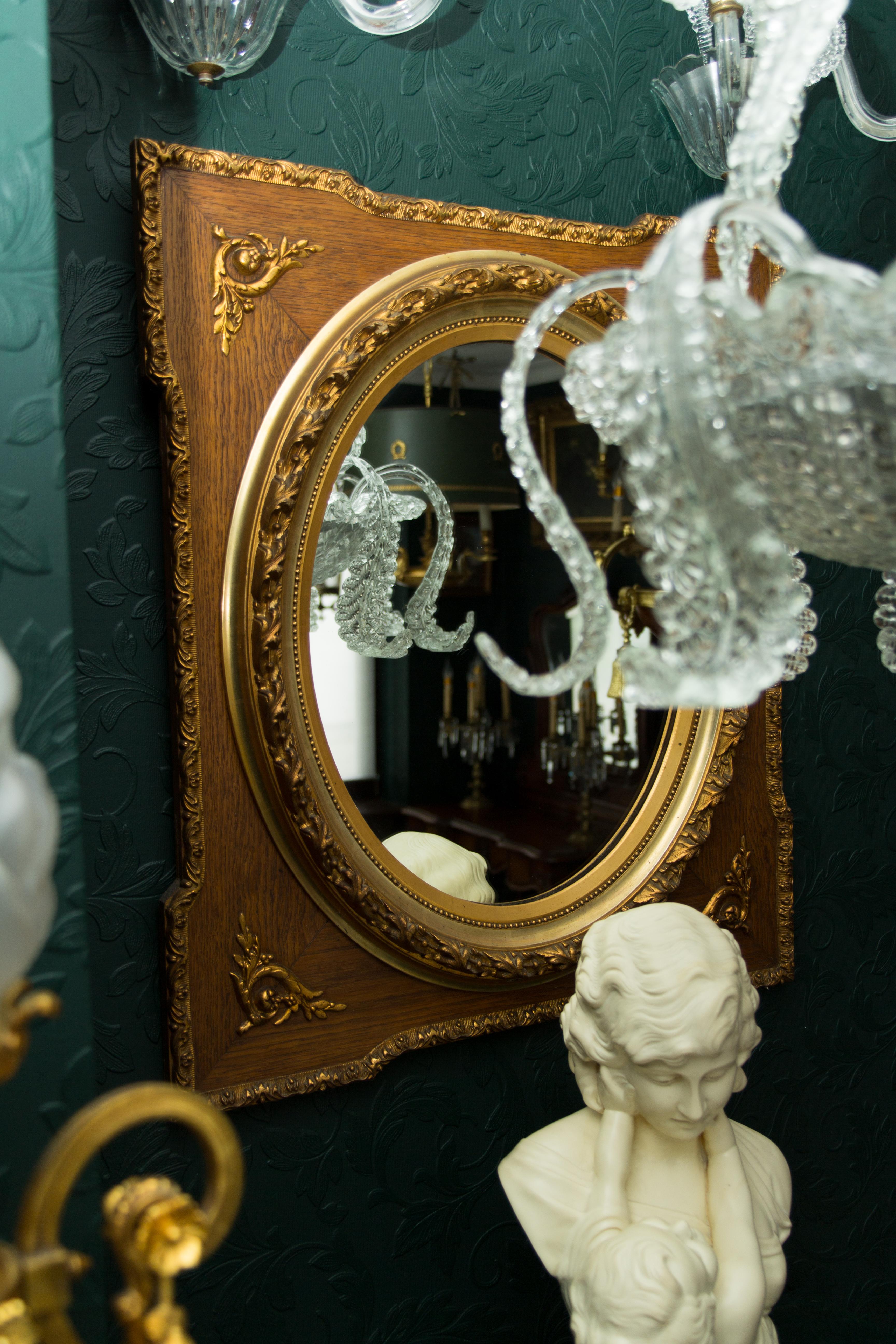 French Louis XVI Style Parcel-Gilt Mirror Frame in Oak 8