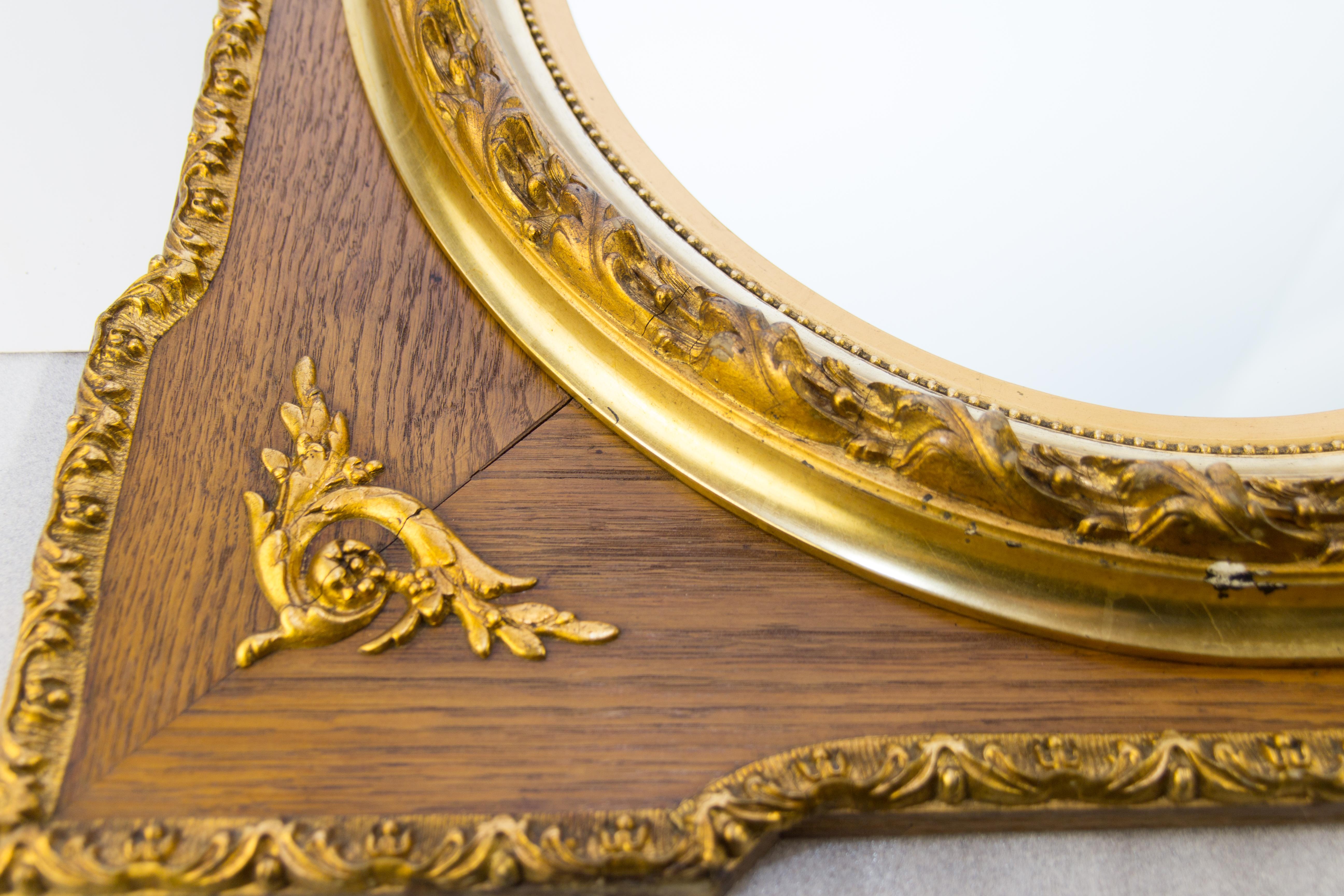 Early 20th Century French Louis XVI Style Parcel-Gilt Mirror Frame in Oak