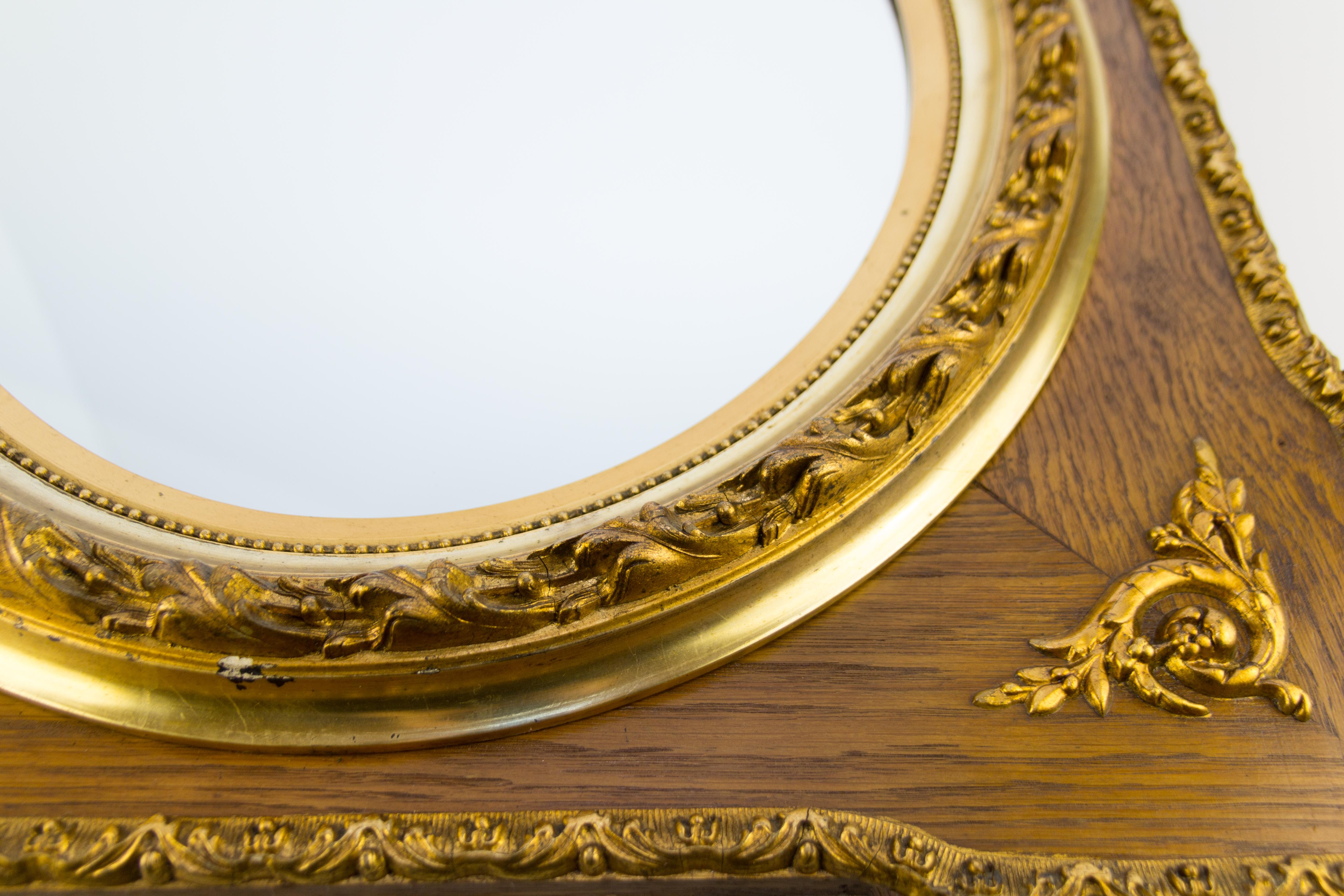 French Louis XVI Style Parcel-Gilt Mirror Frame in Oak 1