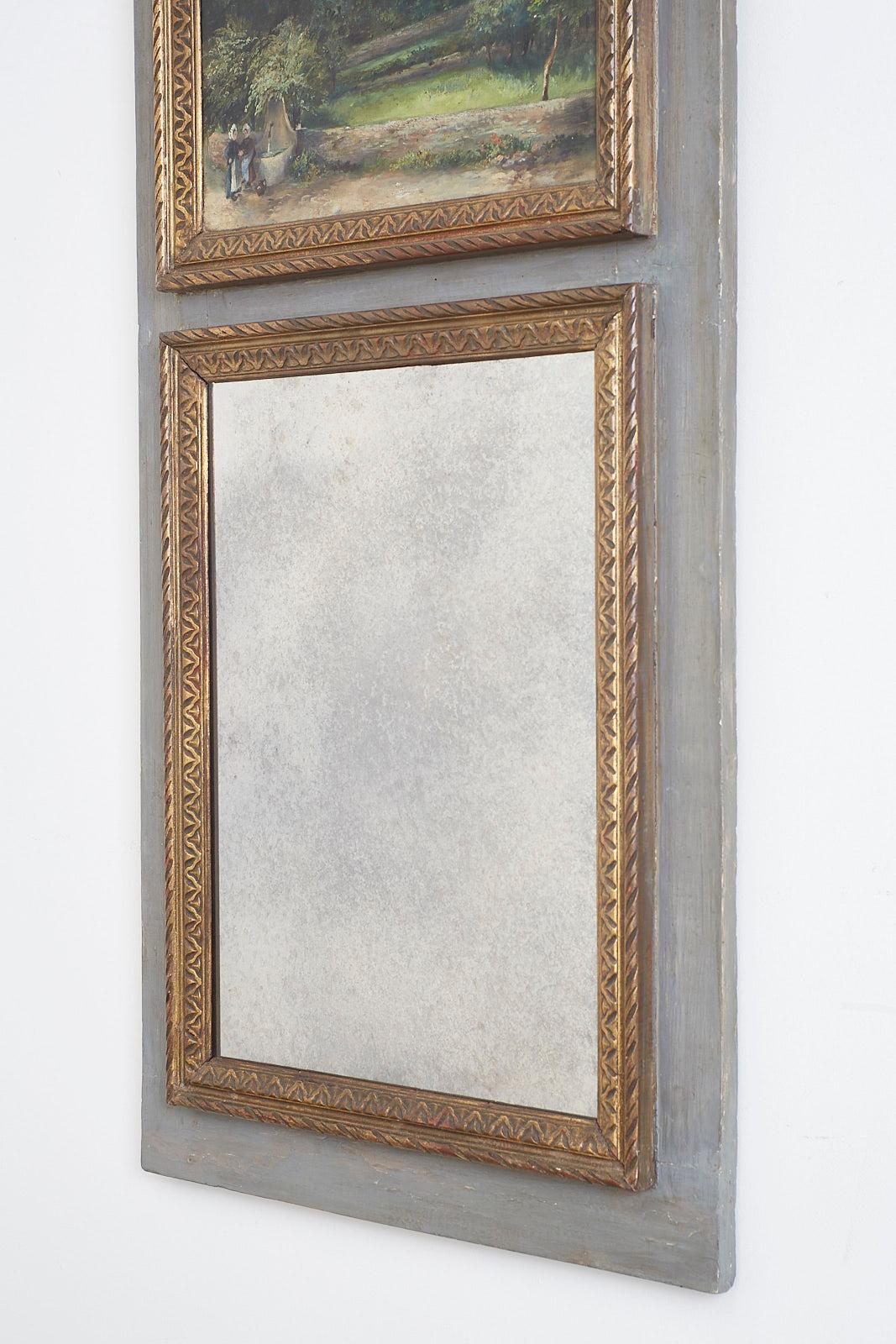 French Louis XVI Style Parcel Gilt Trumeau Mirror 8