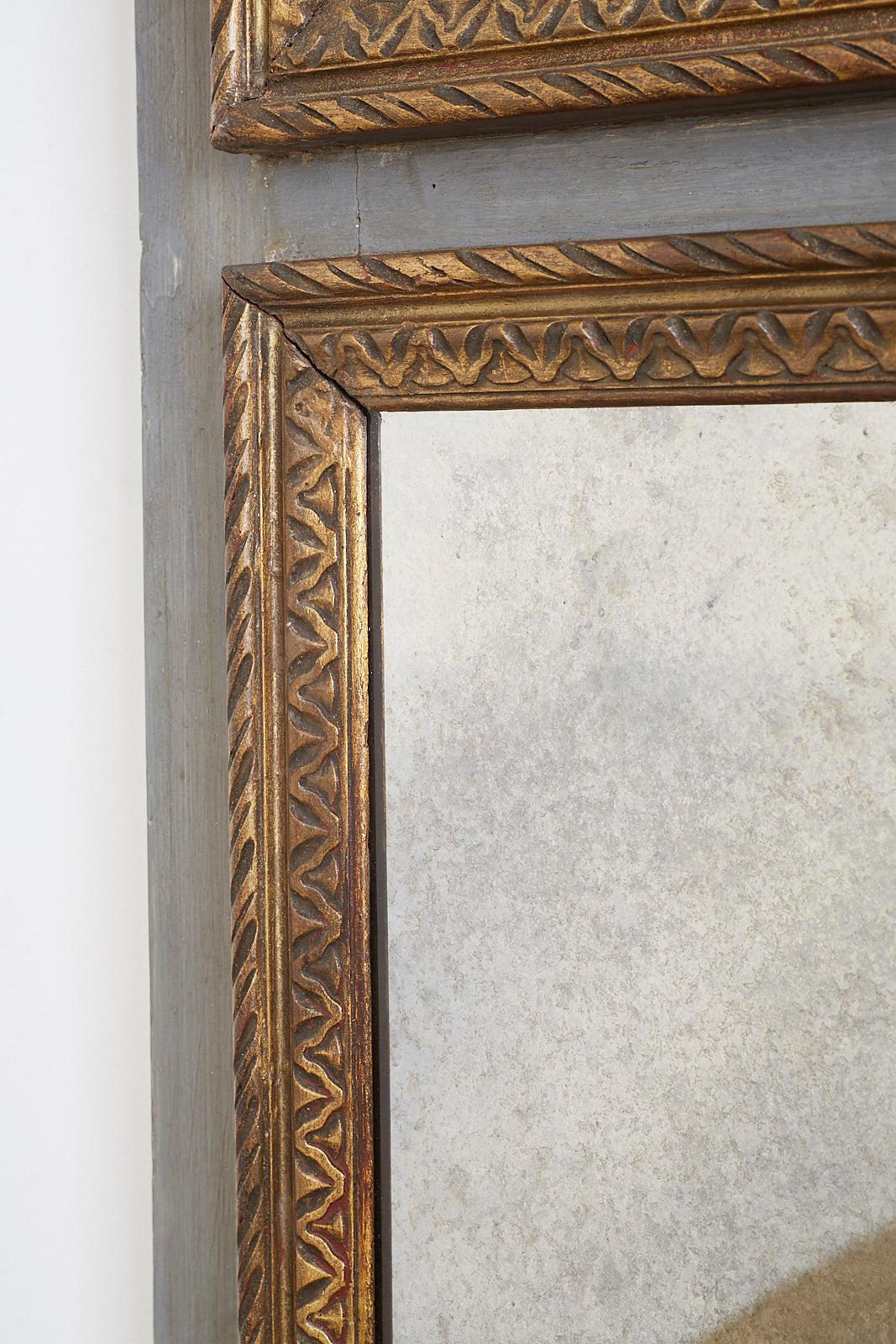 French Louis XVI Style Parcel Gilt Trumeau Mirror 3