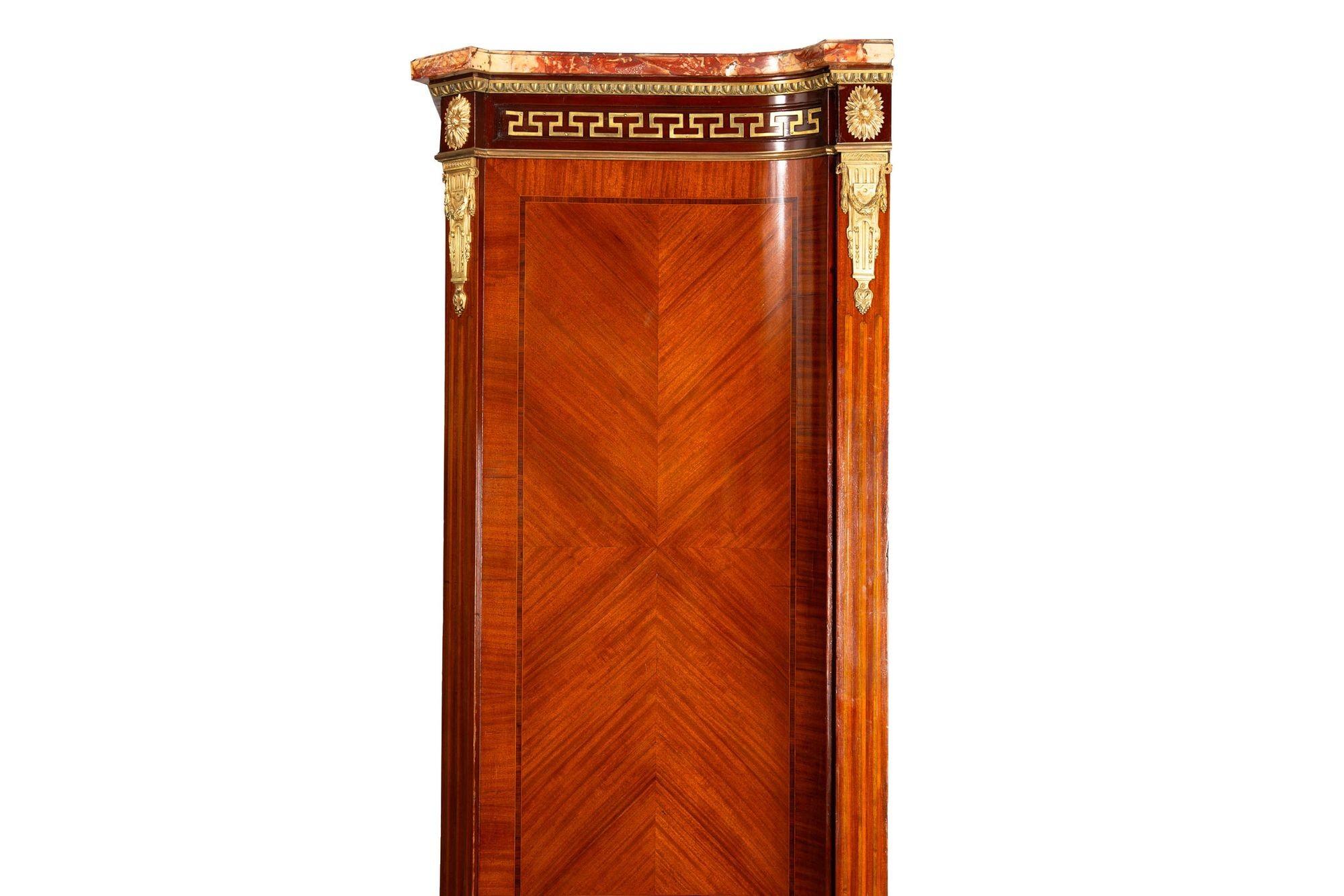 French Louis XVI Style Parquetry & Bronze Antique Armoire Wardrobe ca. 1880 For Sale 5