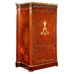French Louis XVI Style Parquetry & Bronze Used Armoire Wardrobe ca. 1880