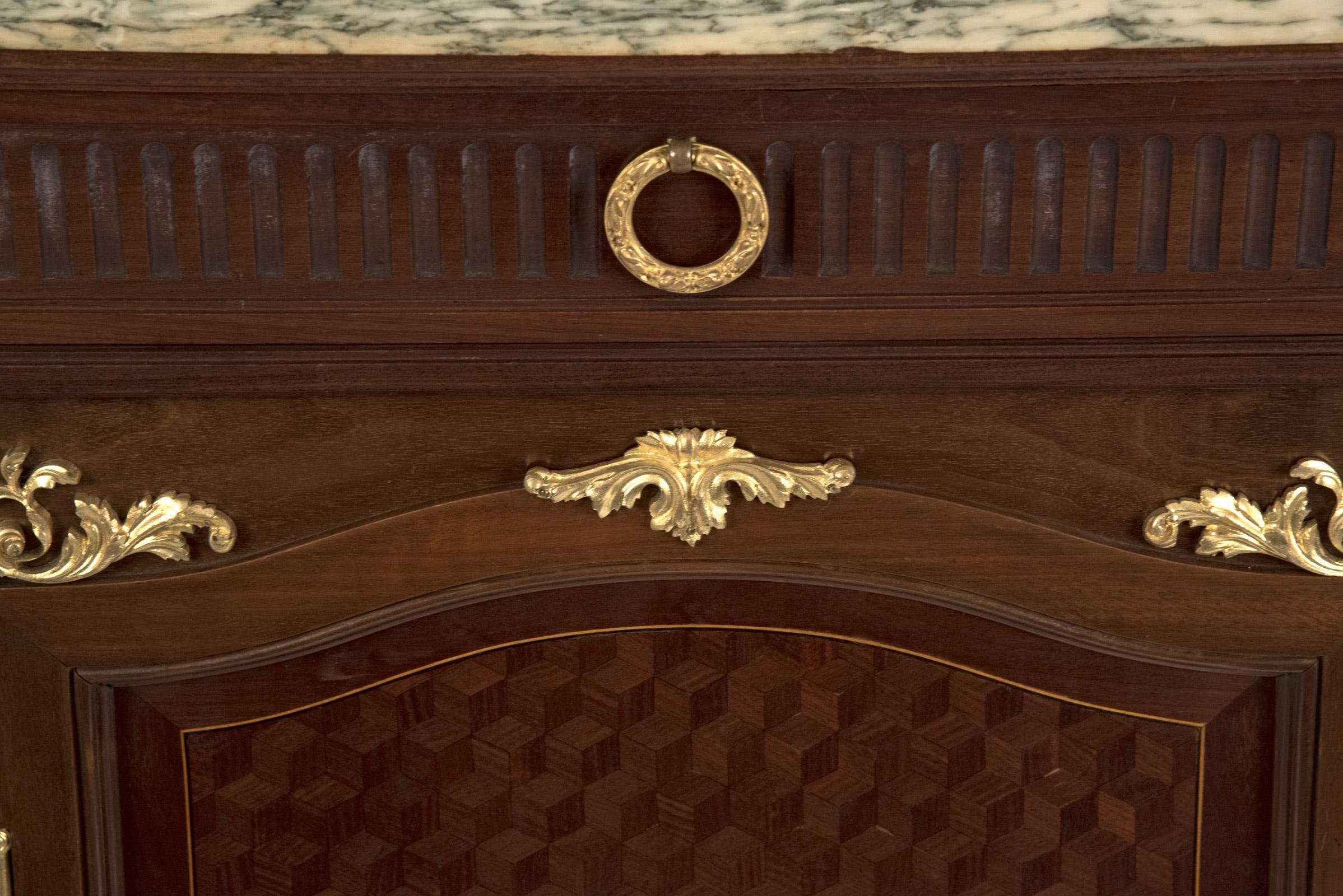 French Louis XVI Style Parquetry Inlaid Server In Good Condition In Salt Lake City, UT