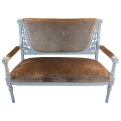 French Louis XVI Style Patinated Bench, 1900s