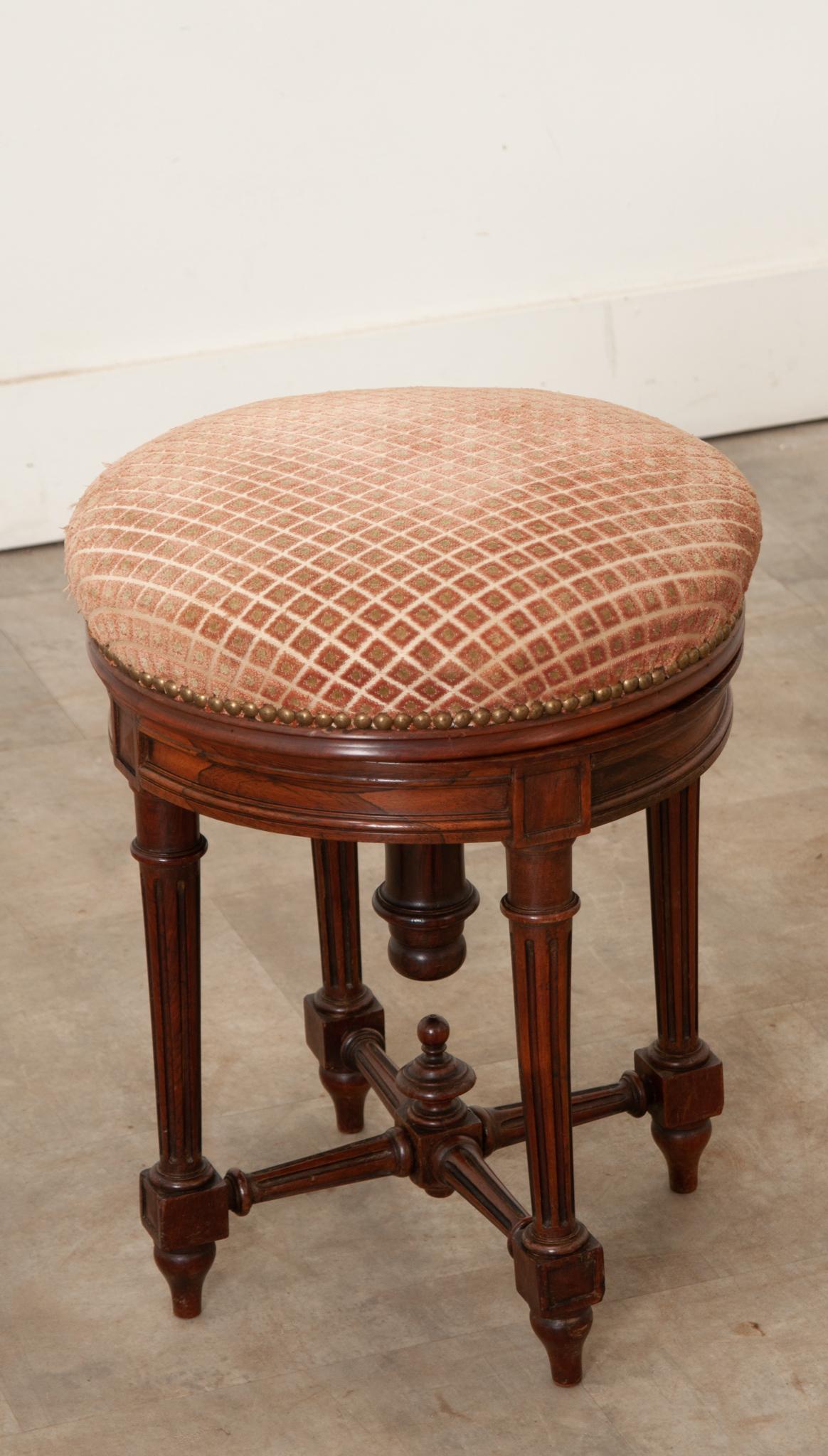 Hand-Carved French Louis XVI Style Piano Stool For Sale